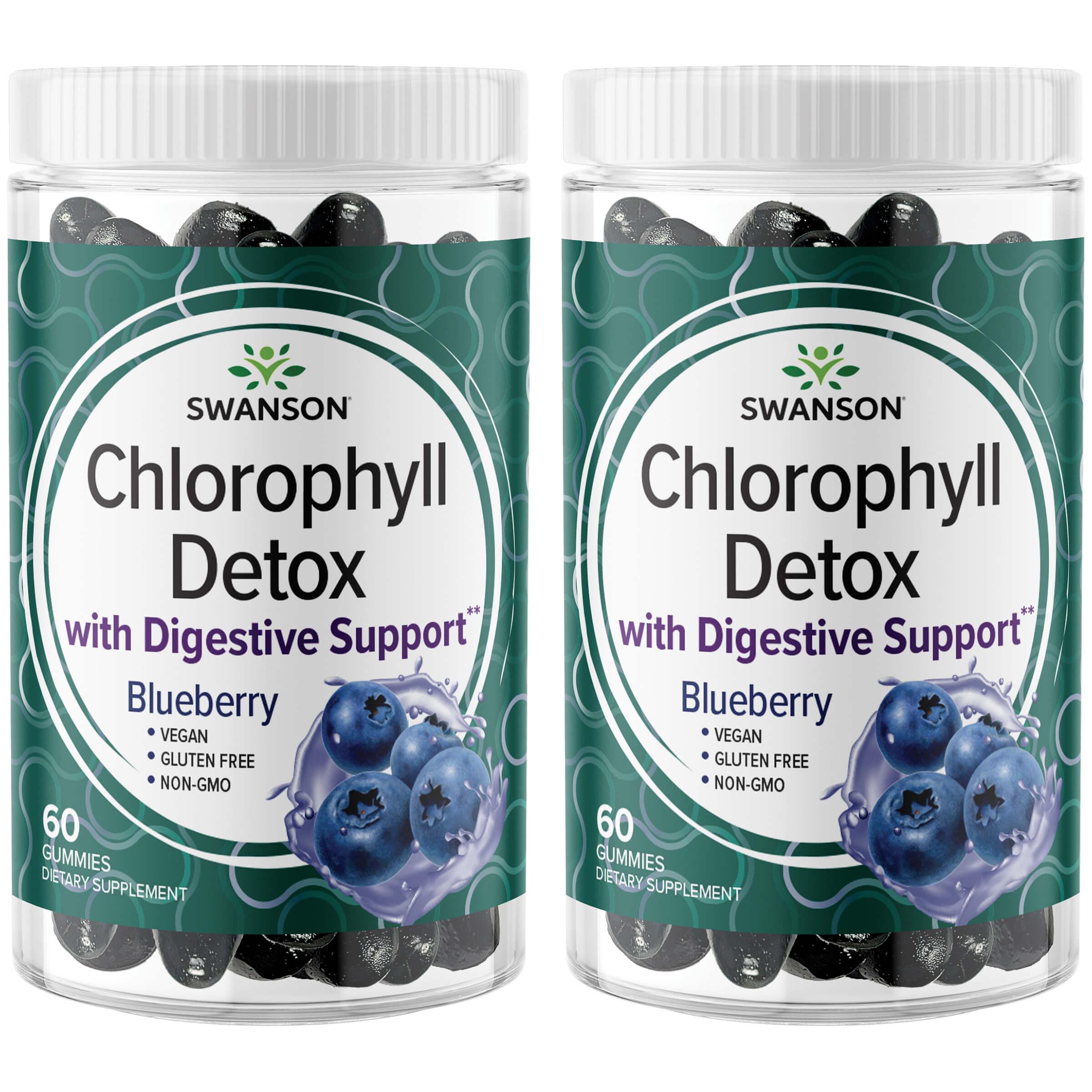Swanson Premium Chlorophyll Detox Gummies - Blueberry 2 Pack Supplement Vitamin 25 mg 60 Gummies