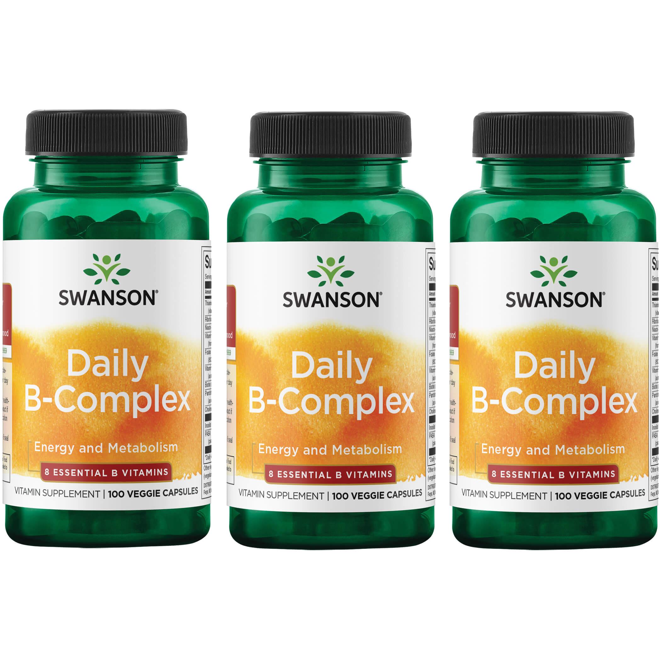 Swanson Premium Daily B-Complex 3 Pack Vitamin 100 Veg Caps Vitamin C