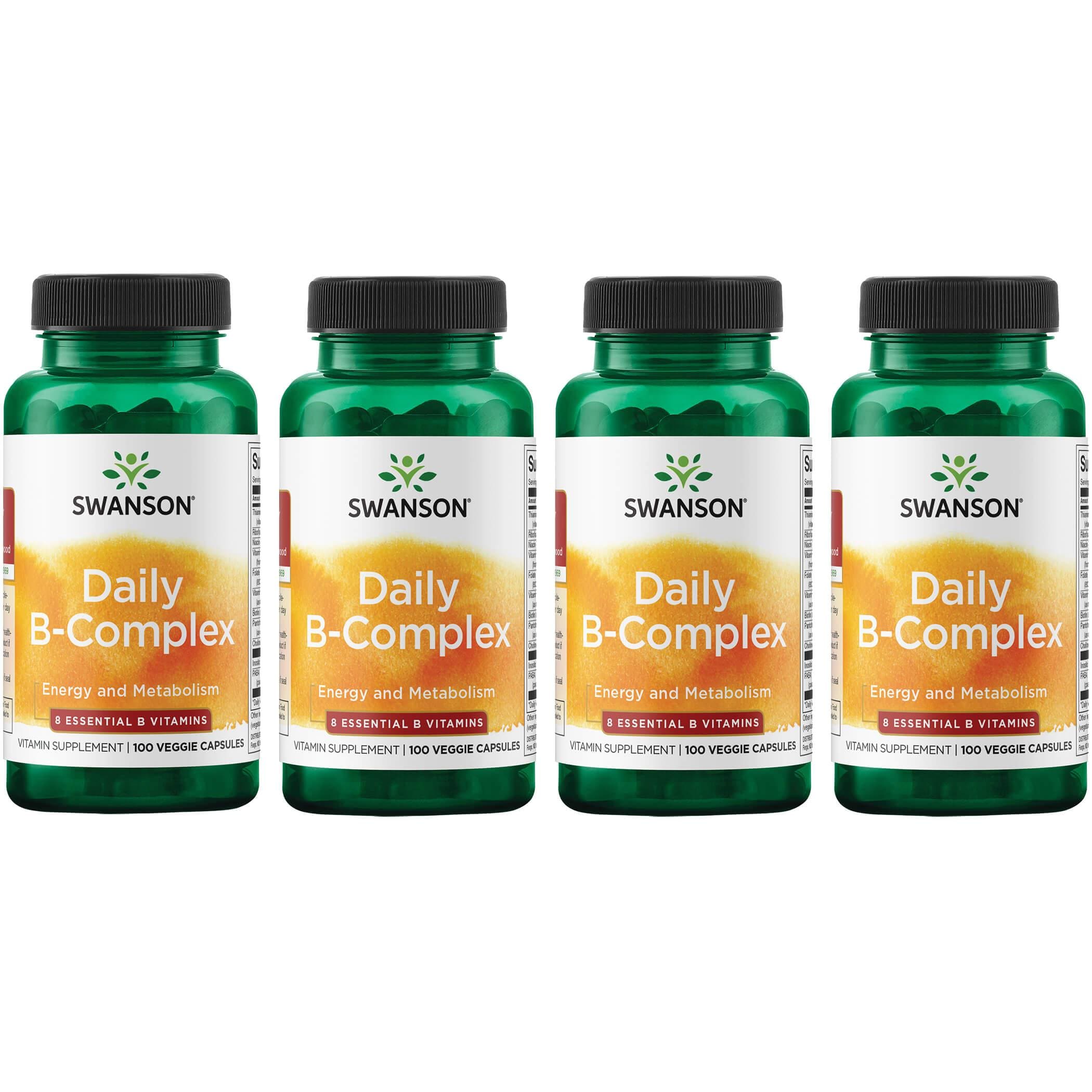 Swanson Premium Daily B-Complex 4 Pack Vitamin 100 Veg Caps Vitamin C