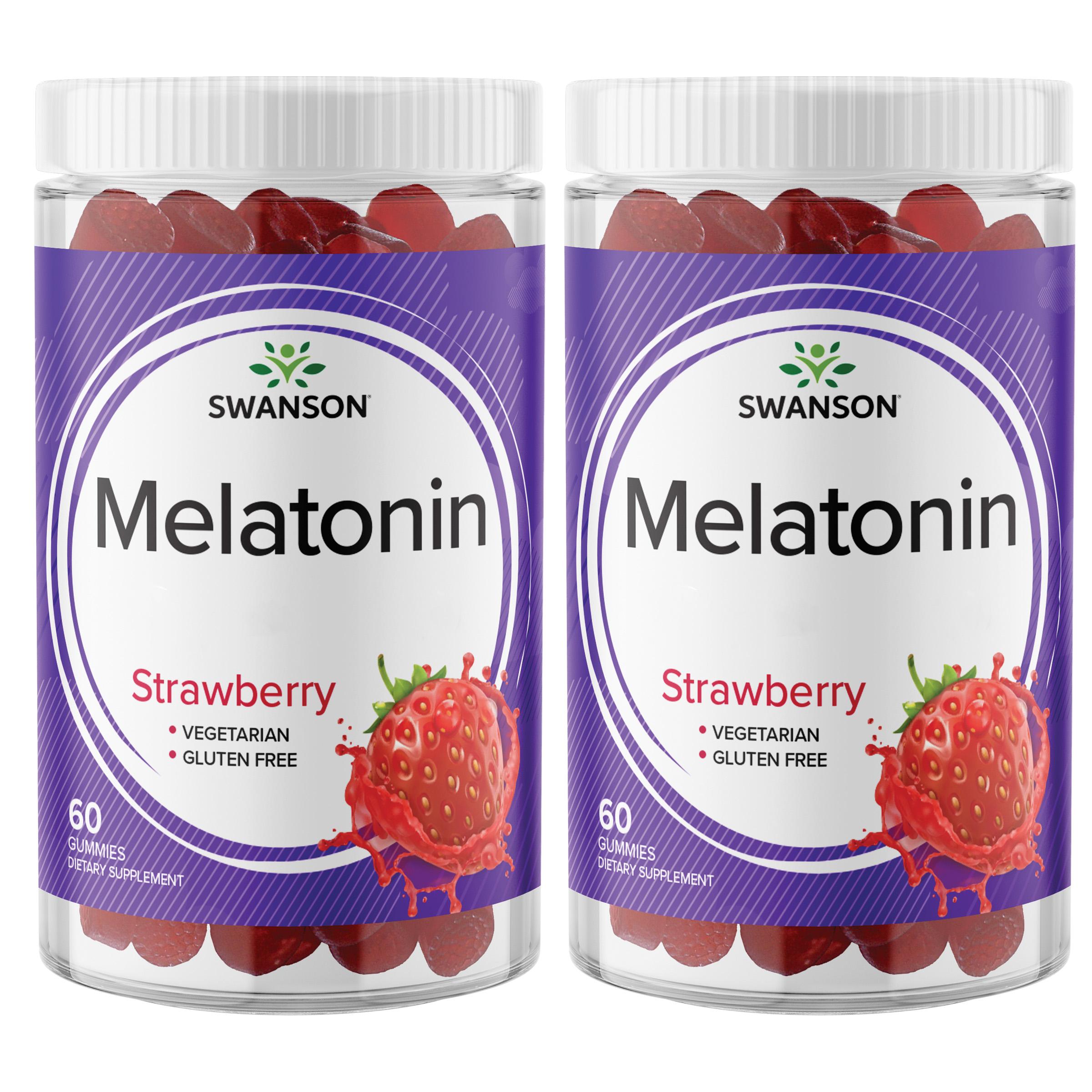 Swanson Premium Melatonin Gummies - Strawberry 2 Pack Supplement Vitamin 2.5 mg 60 Gummies