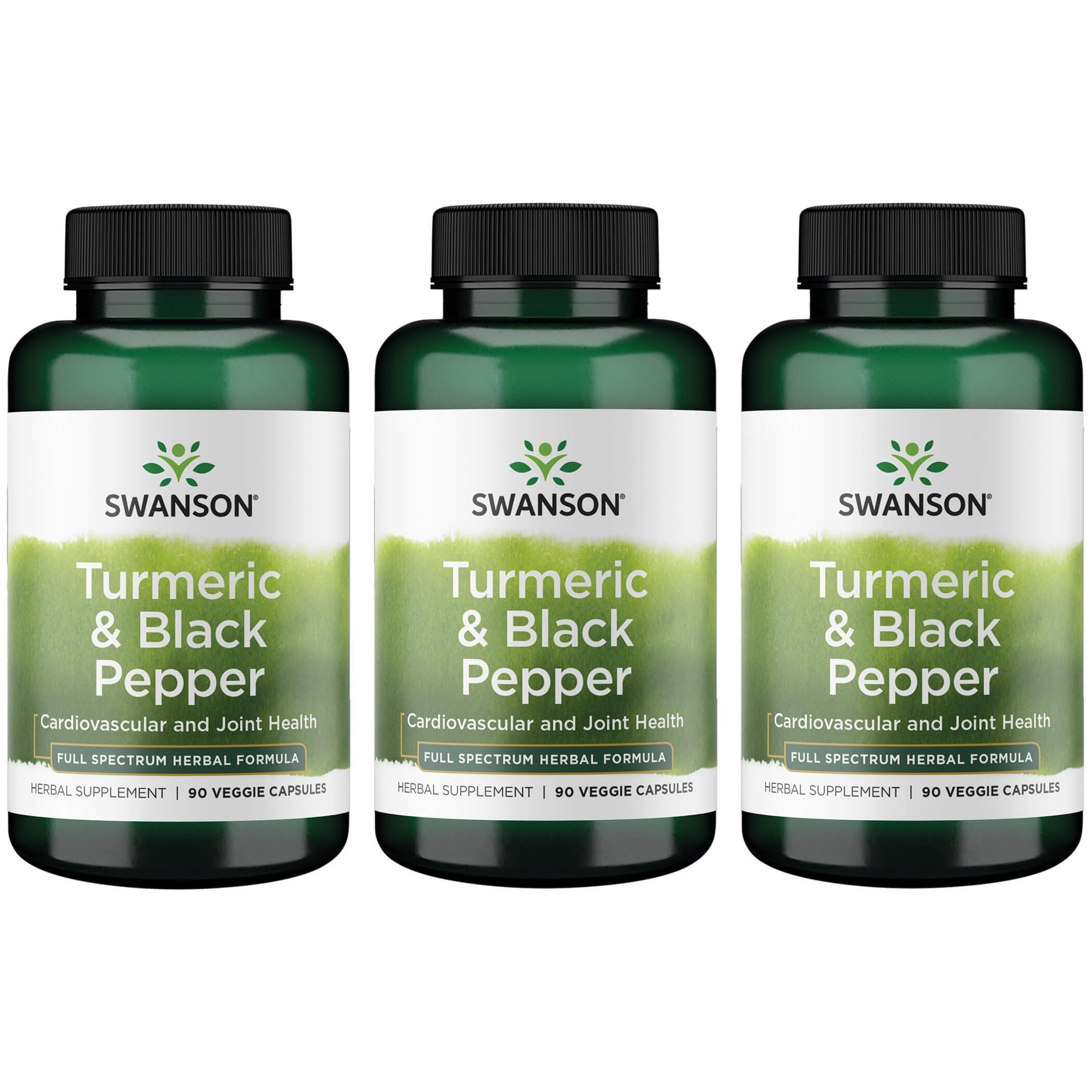 Swanson Premium Turmeric & Black Pepper 3 Pack Vitamin 90 Veg Caps