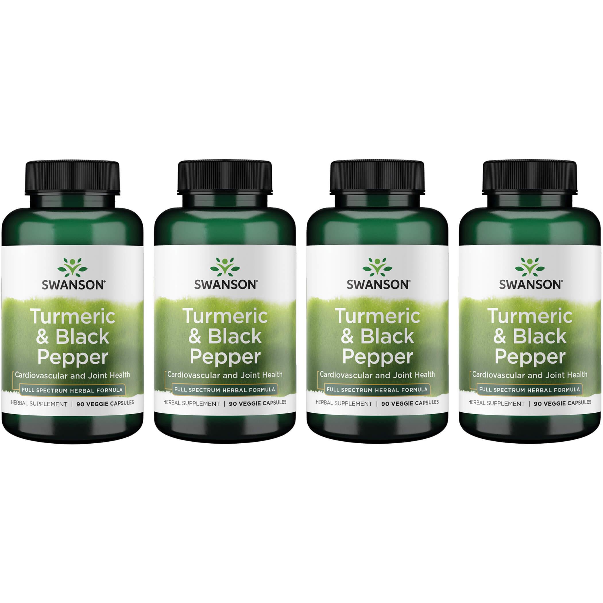 Swanson Premium Turmeric & Black Pepper 4 Pack Vitamin 90 Veg Caps