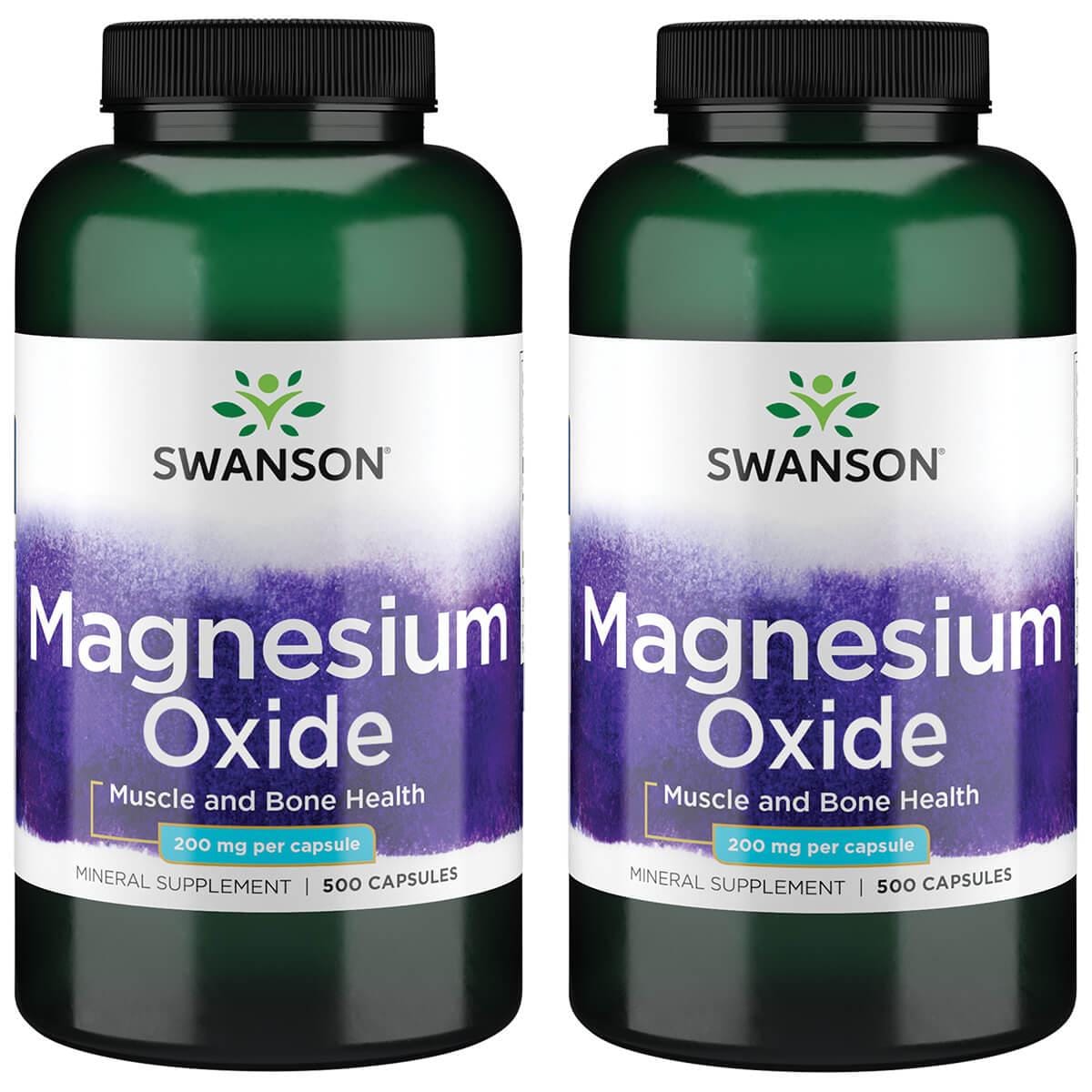 Swanson Premium Magnesium Oxide 2 Pack Vitamin 200 mg 500 Caps