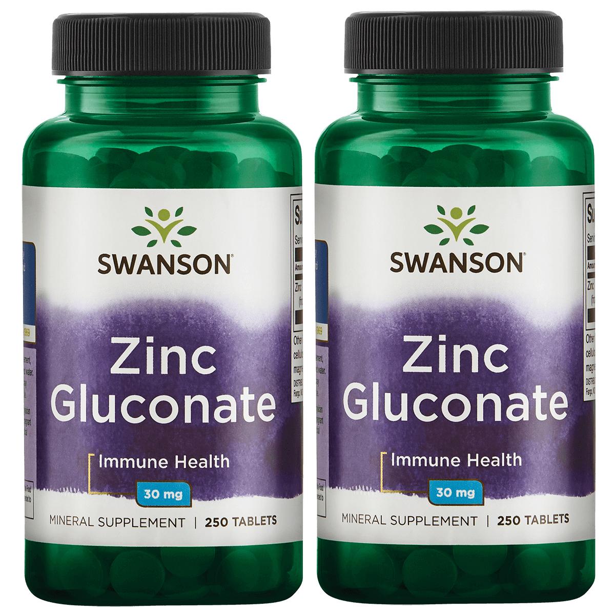 Swanson Premium Zinc Gluconate 2 Pack Vitamin 30 mg 250 Tabs
