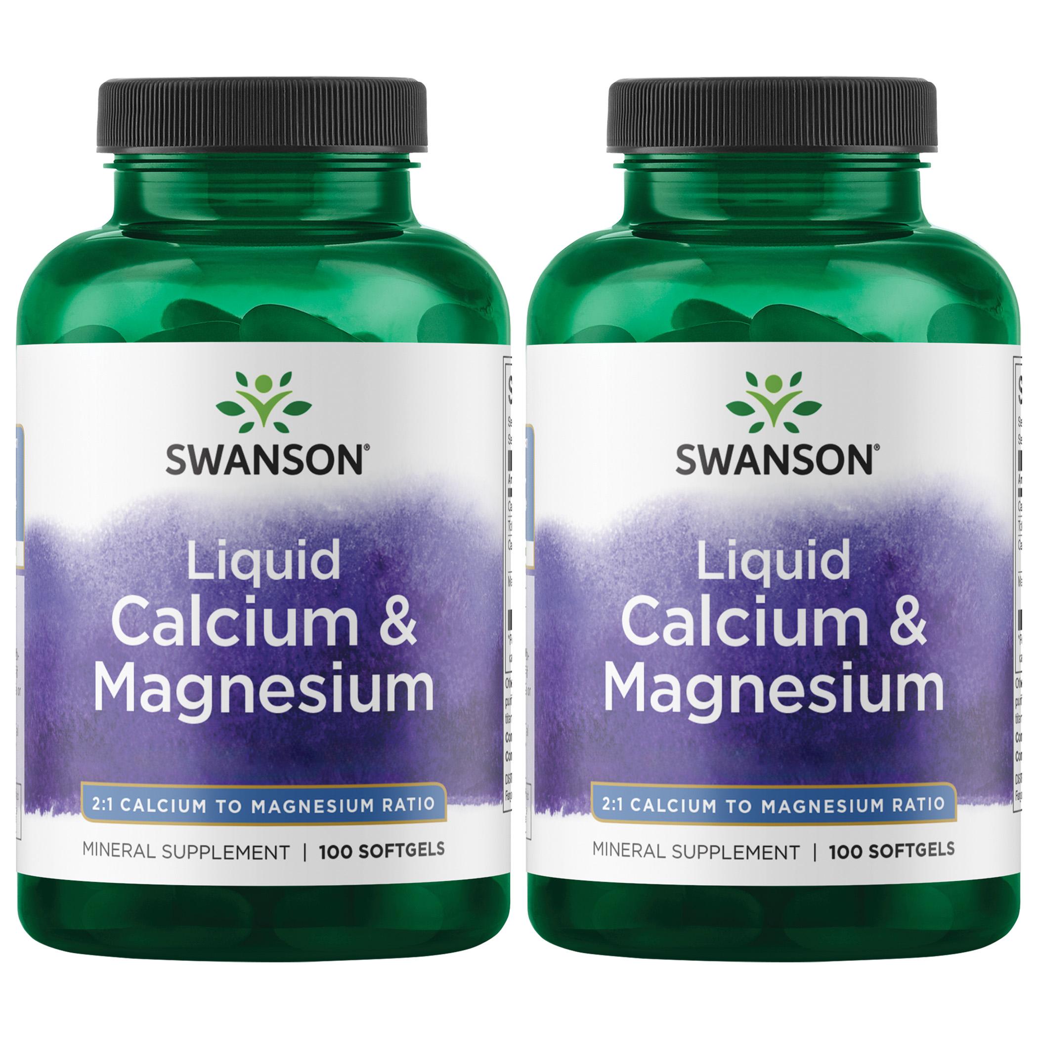 Swanson Premium Liquid Calcium & Magnesium 2 Pack Vitamin 100 Soft Gels