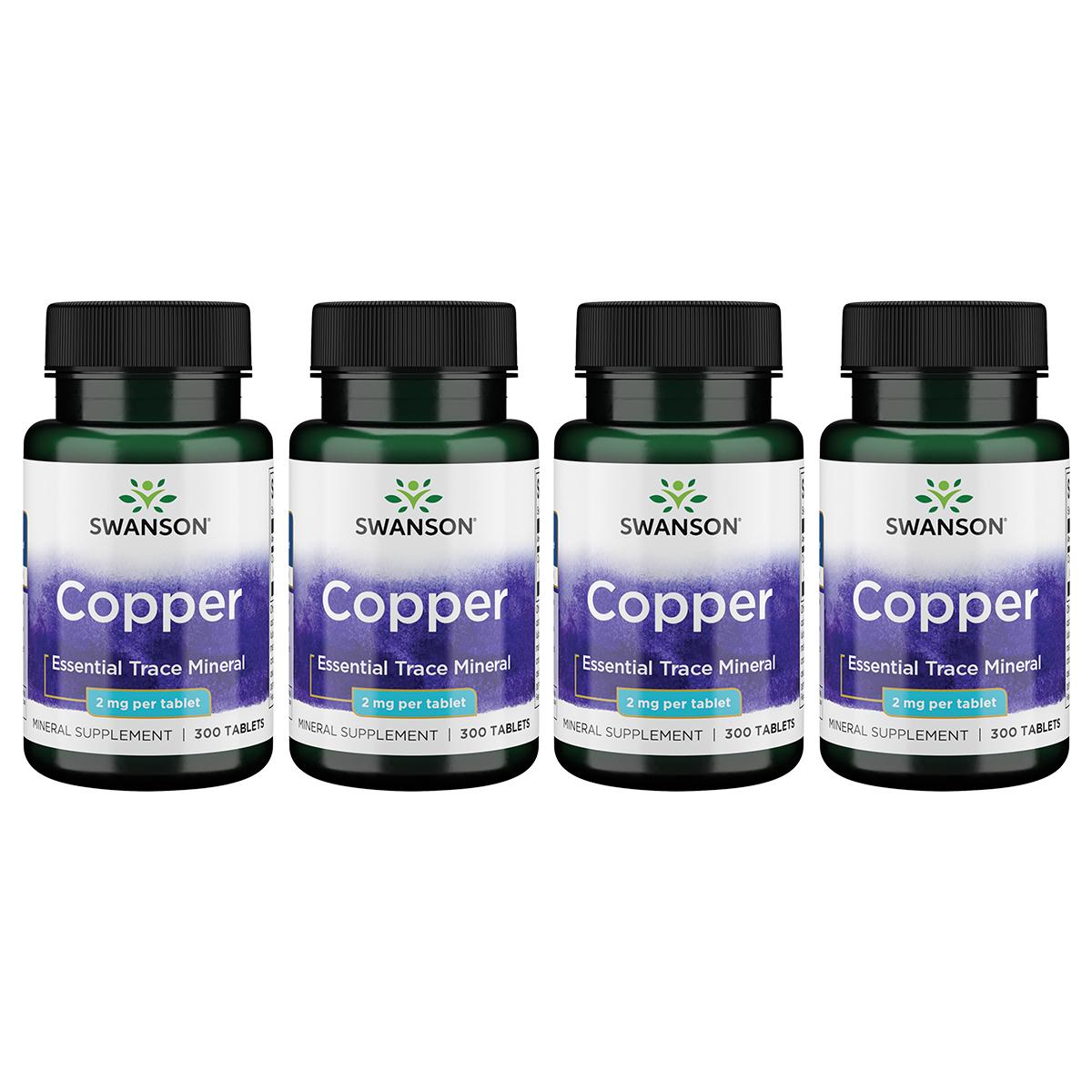 Swanson Premium Copper 4 Pack Vitamin 2 mg 300 Tabs