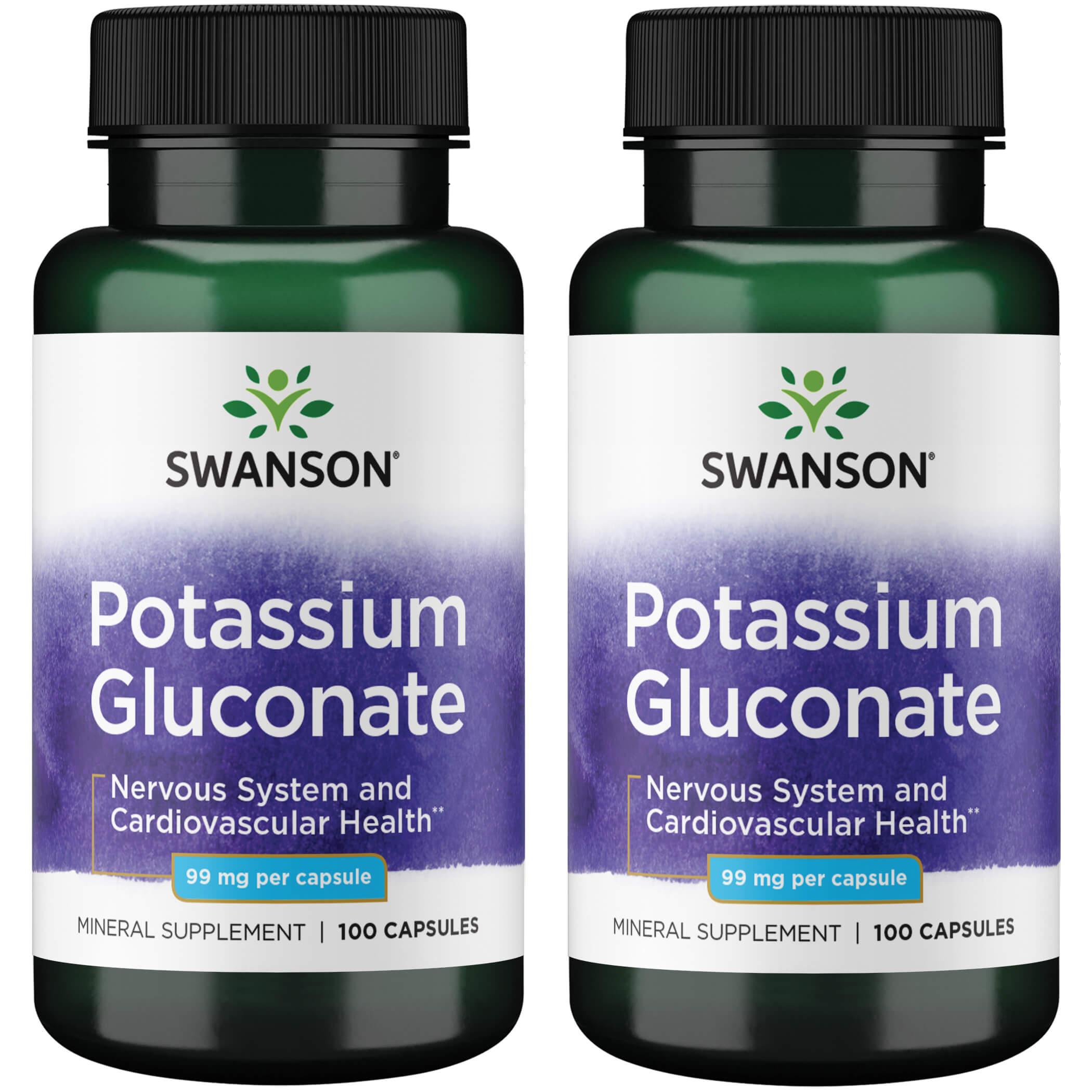 Swanson Premium Potassium Gluconate 2 Pack Vitamin 99 mg 100 Caps