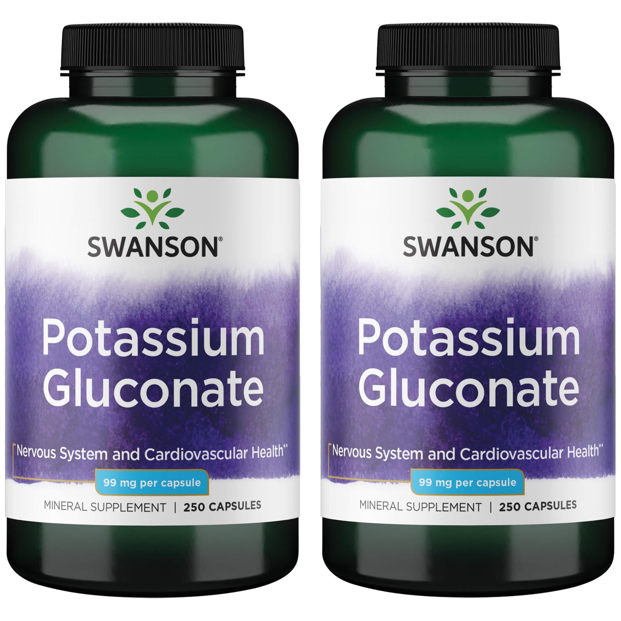 Swanson Premium Potassium Gluconate 2 Pack Vitamin 99 mg 250 Caps