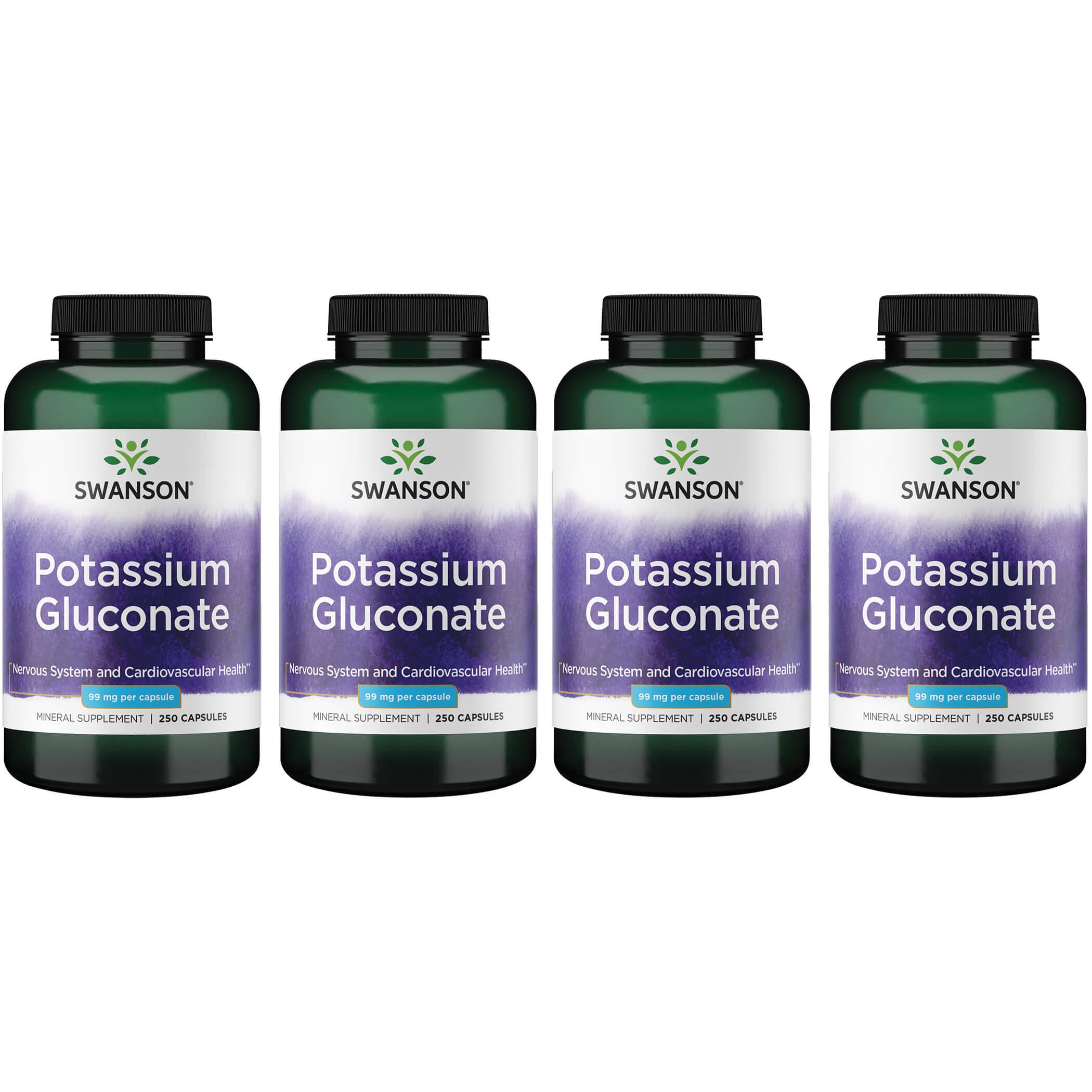 Swanson Premium Potassium Gluconate 4 Pack Vitamin 99 mg 250 Caps