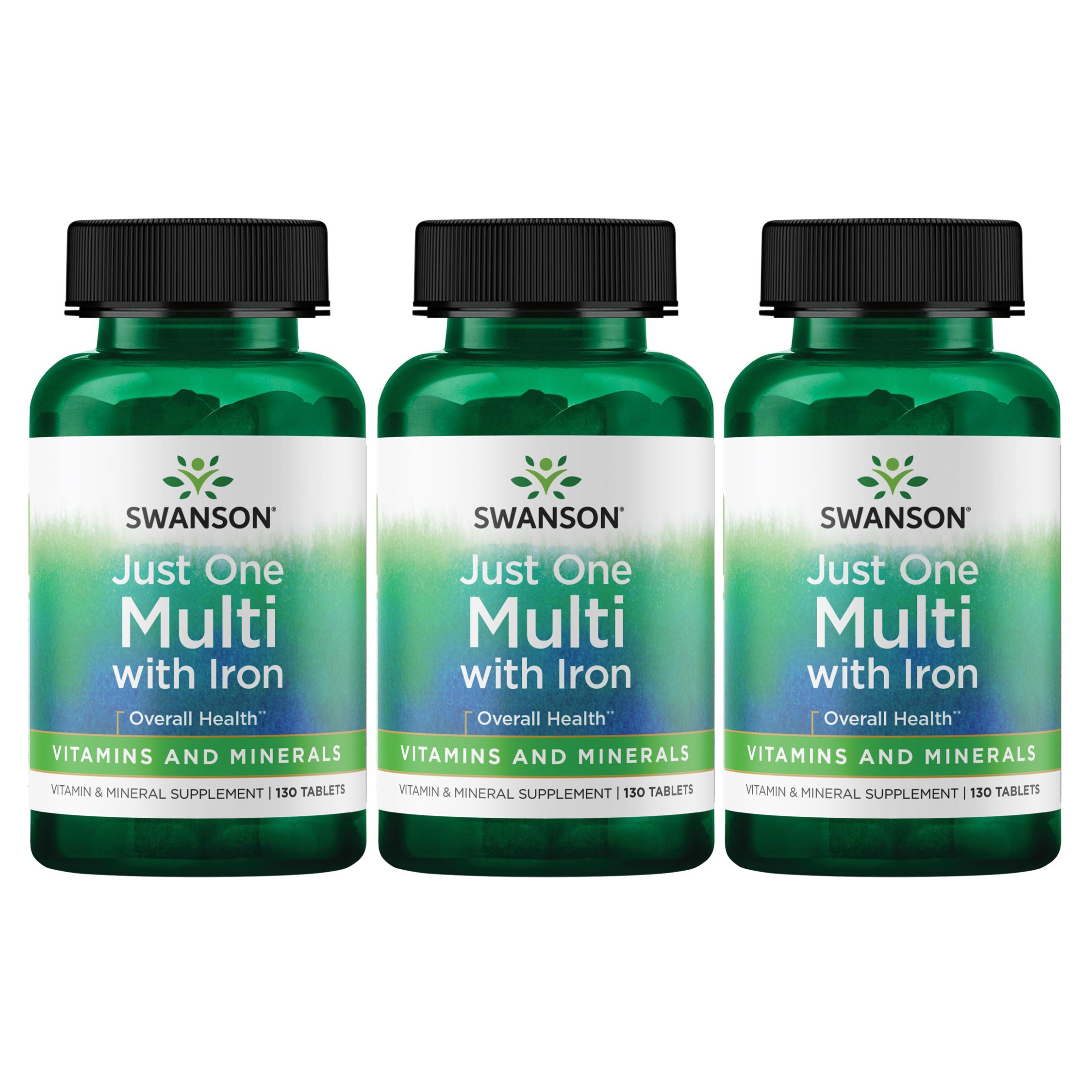 Swanson Premium Just One Complete Multi - With Iron 3 Pack Vitamin 130 Tabs