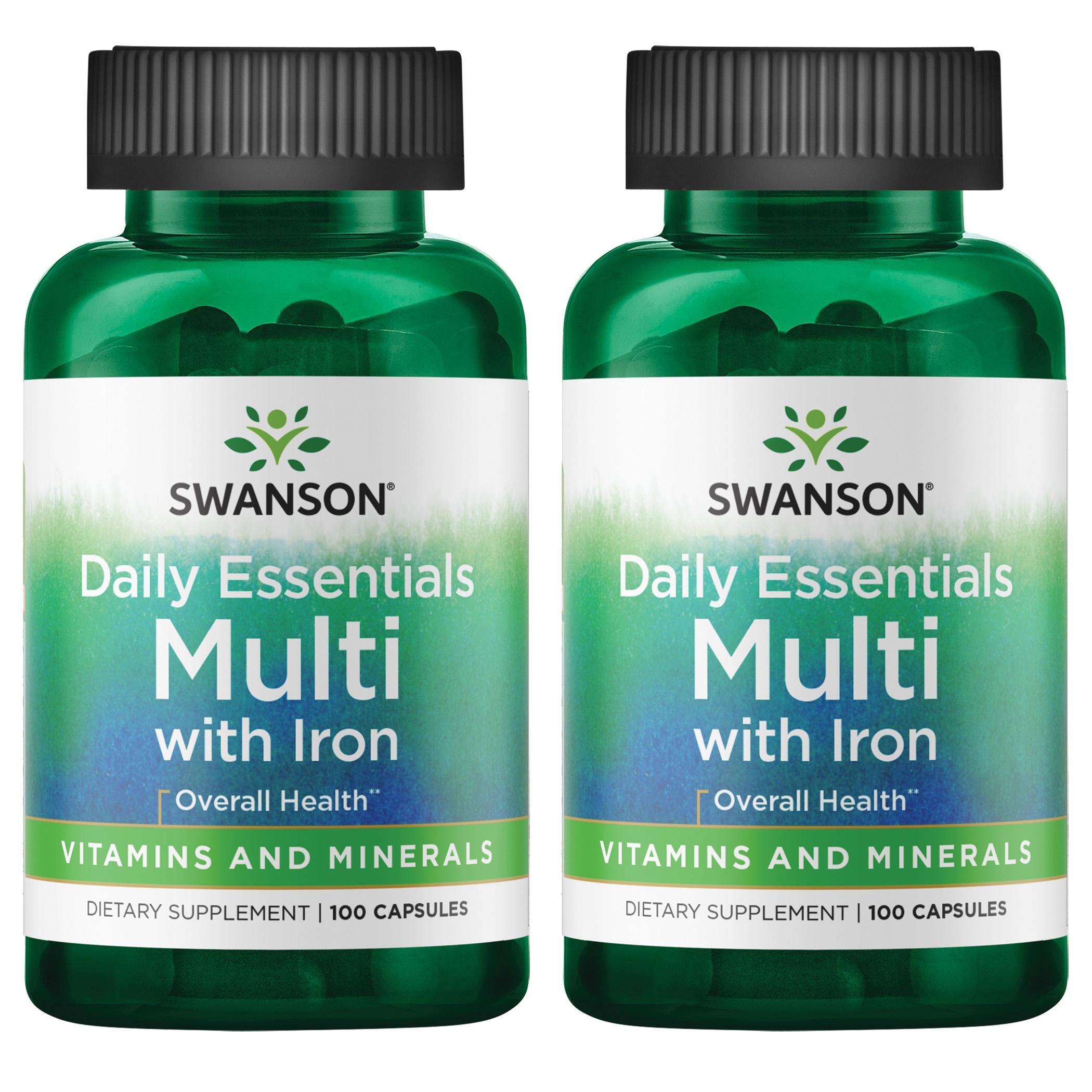Swanson Premium Daily Essentials Multi - with Iron 2 Pack Vitamin 100 Caps