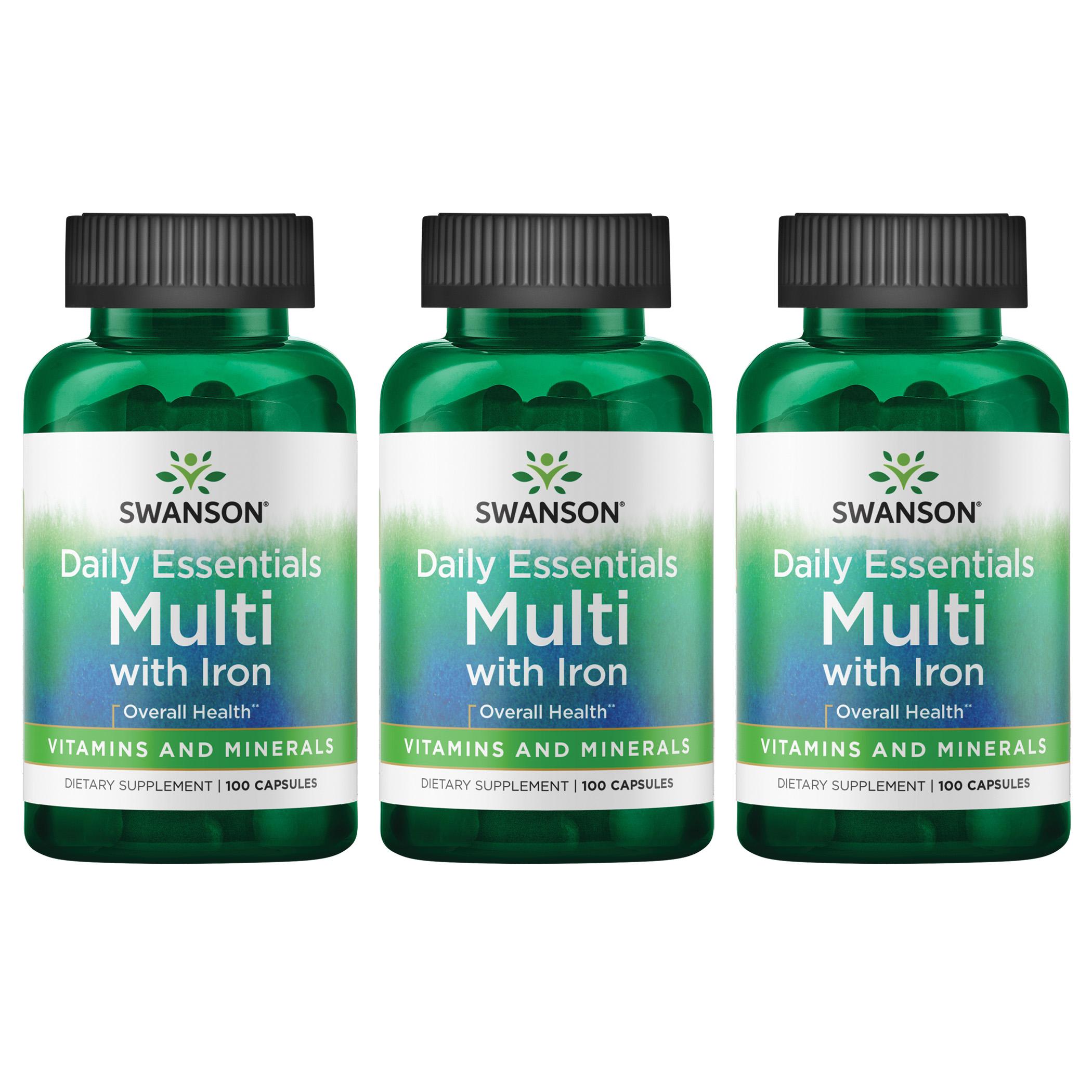 Swanson Premium Daily Essentials Multi - with Iron 3 Pack Vitamin 100 Caps