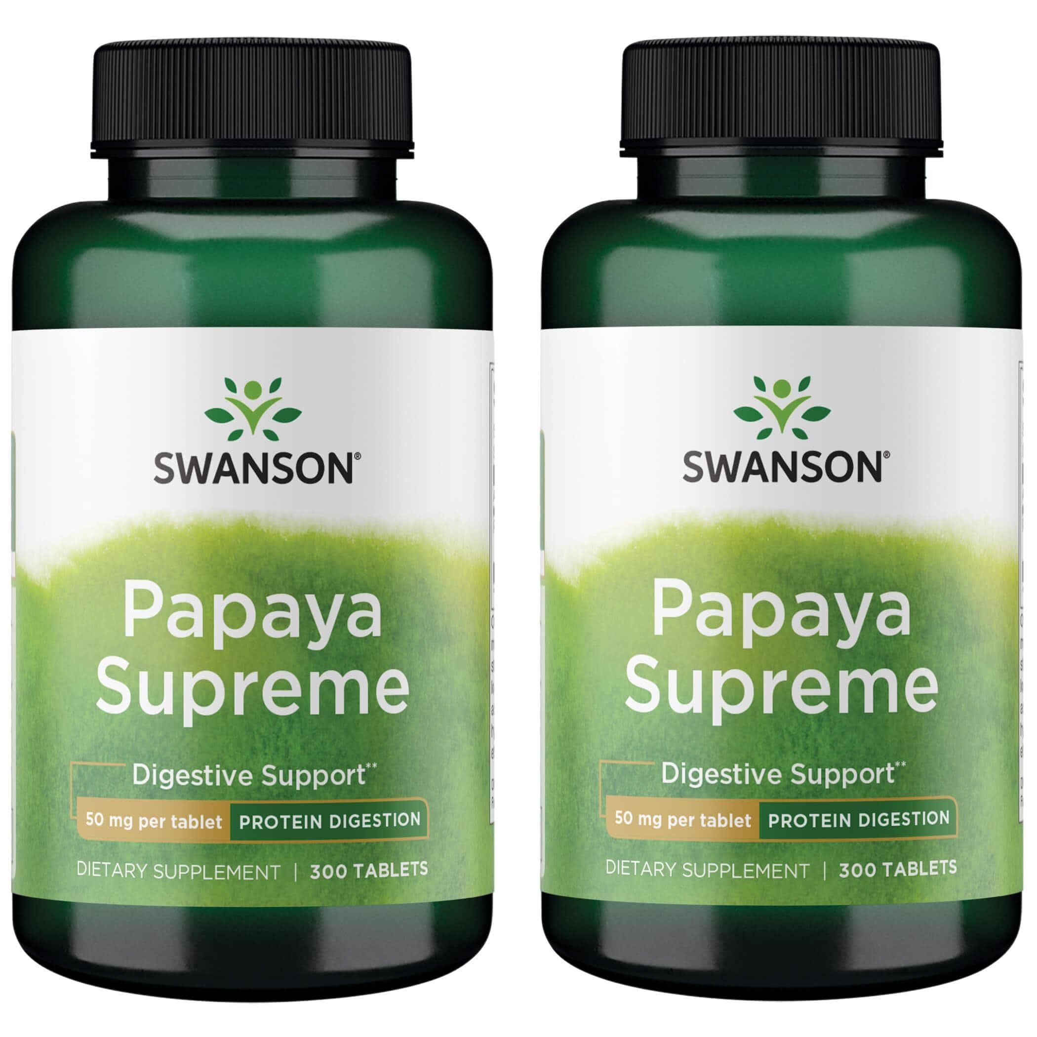 Swanson Premium Papaya Supreme 2 Pack Supplement Vitamin 50 mg 300 Tabs