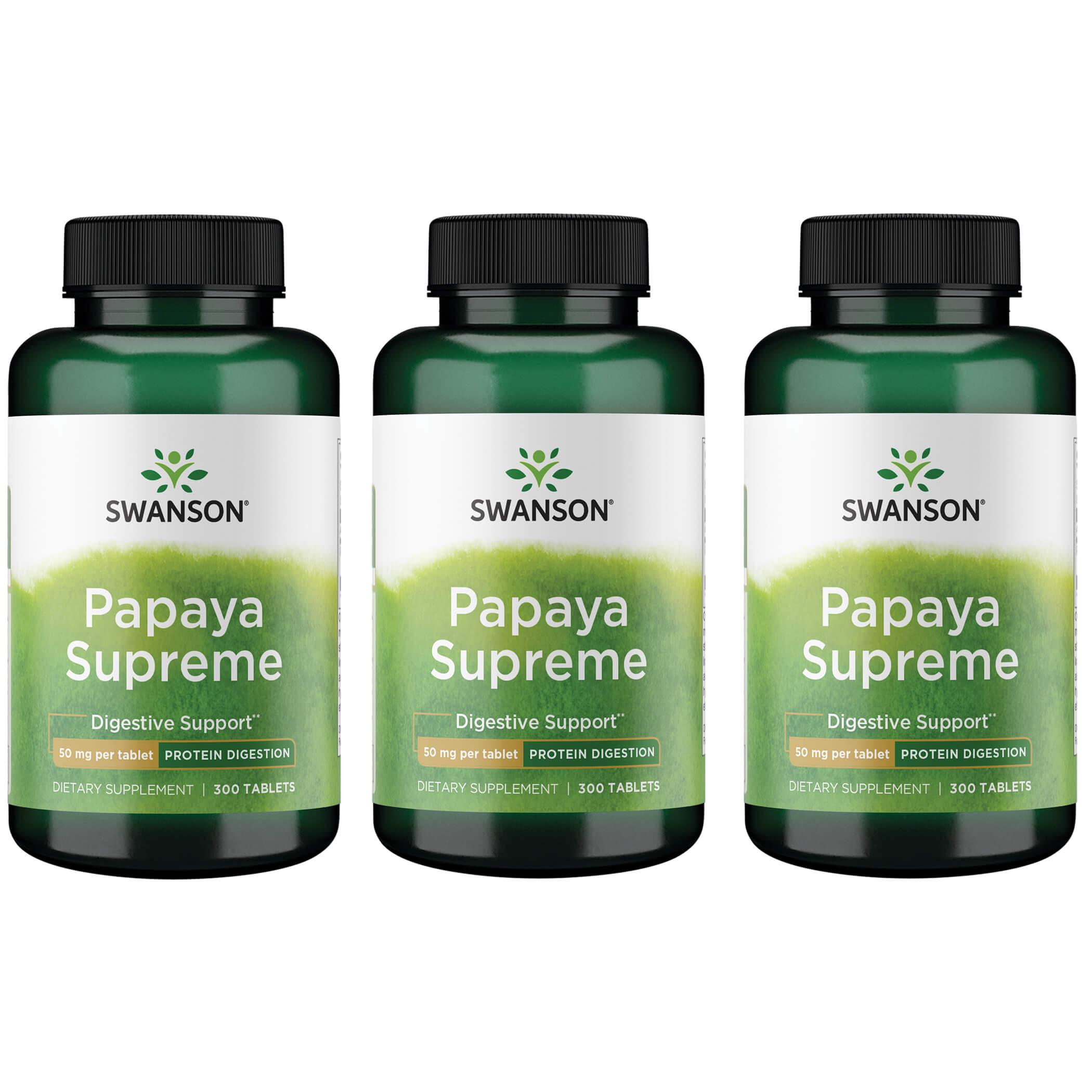 Swanson Premium Papaya Supreme 3 Pack Supplement Vitamin 50 mg 300 Tabs