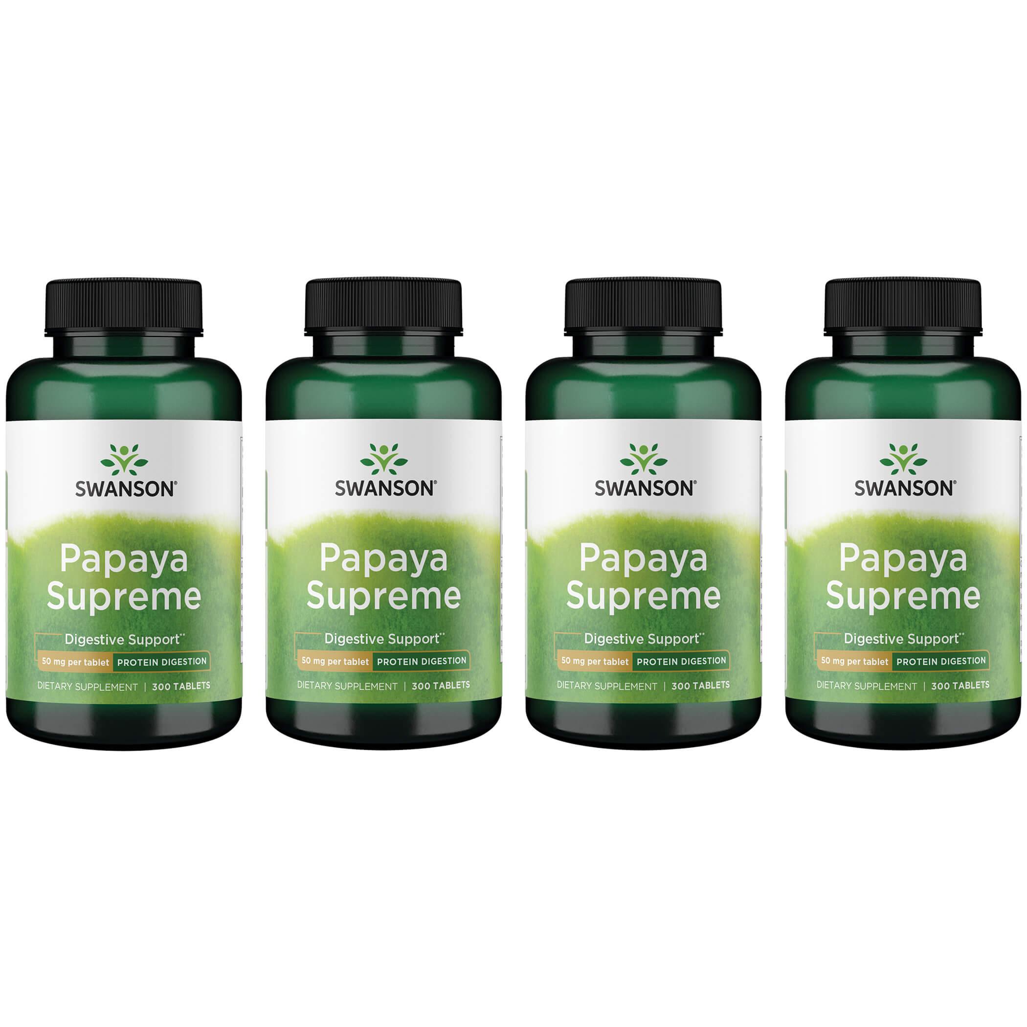 Swanson Premium Papaya Supreme 4 Pack Supplement Vitamin 50 mg 300 Tabs