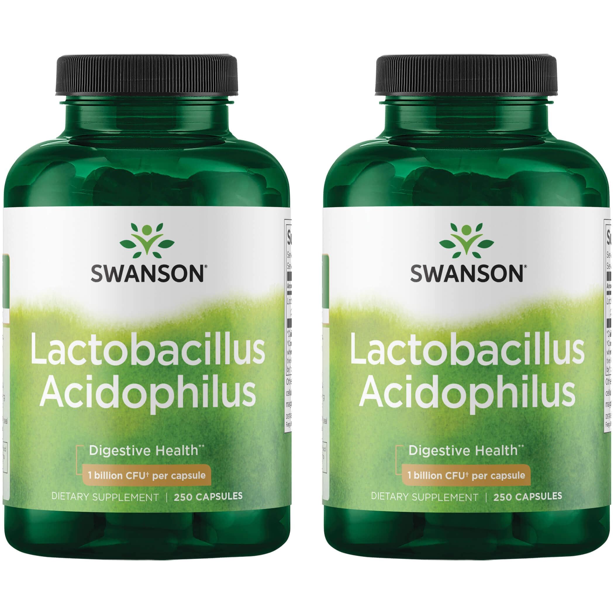 Swanson Premium Lactobacillus Acidophilus 2 Pack Supplement Vitamin 1 Billion CFU 250 Caps Probiotics