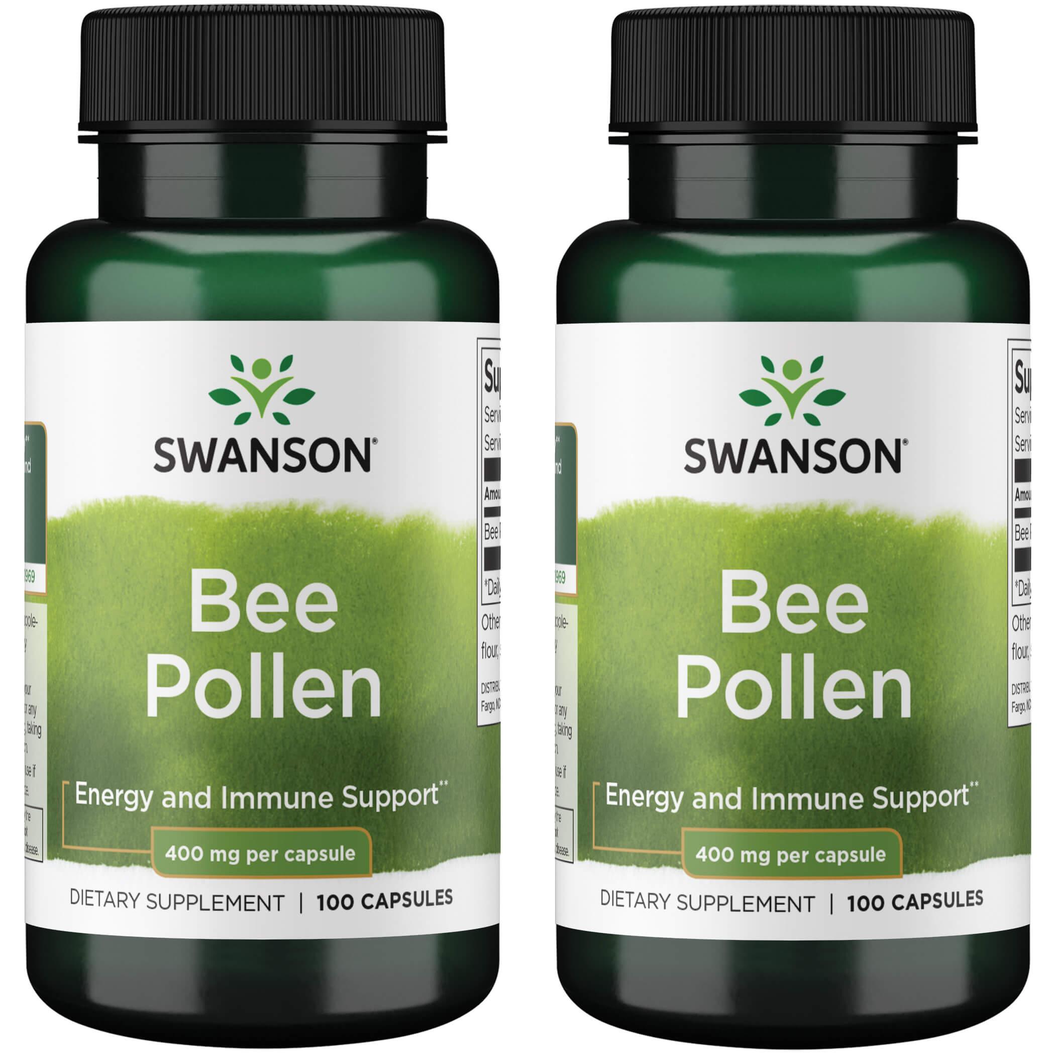 Swanson Premium Bee Pollen 2 Pack Supplement Vitamin 400 mg 100 Caps