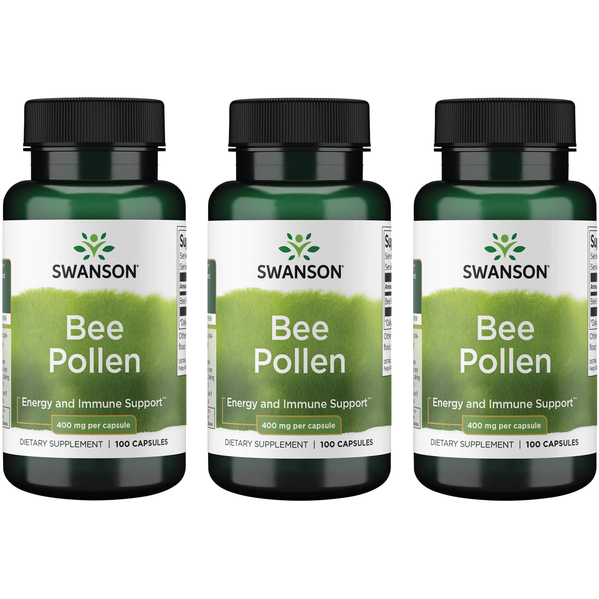 Swanson Premium Bee Pollen 3 Pack Supplement Vitamin 400 mg 100 Caps