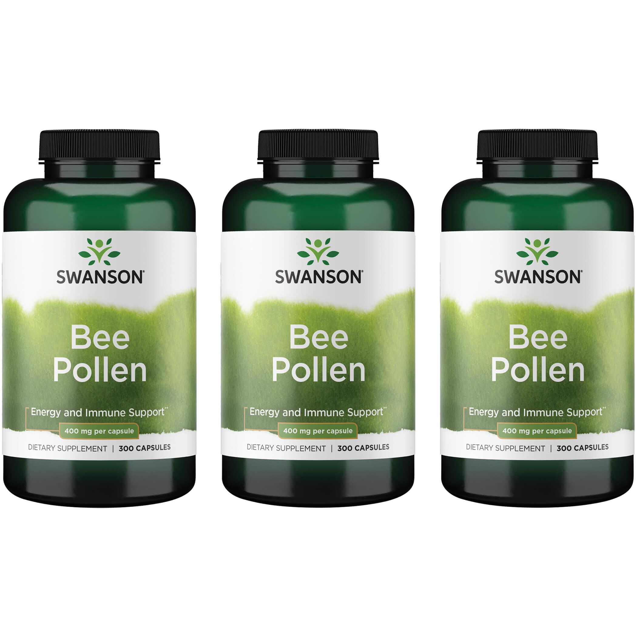 Swanson Premium Bee Pollen 3 Pack Supplement Vitamin 400 mg 300 Caps