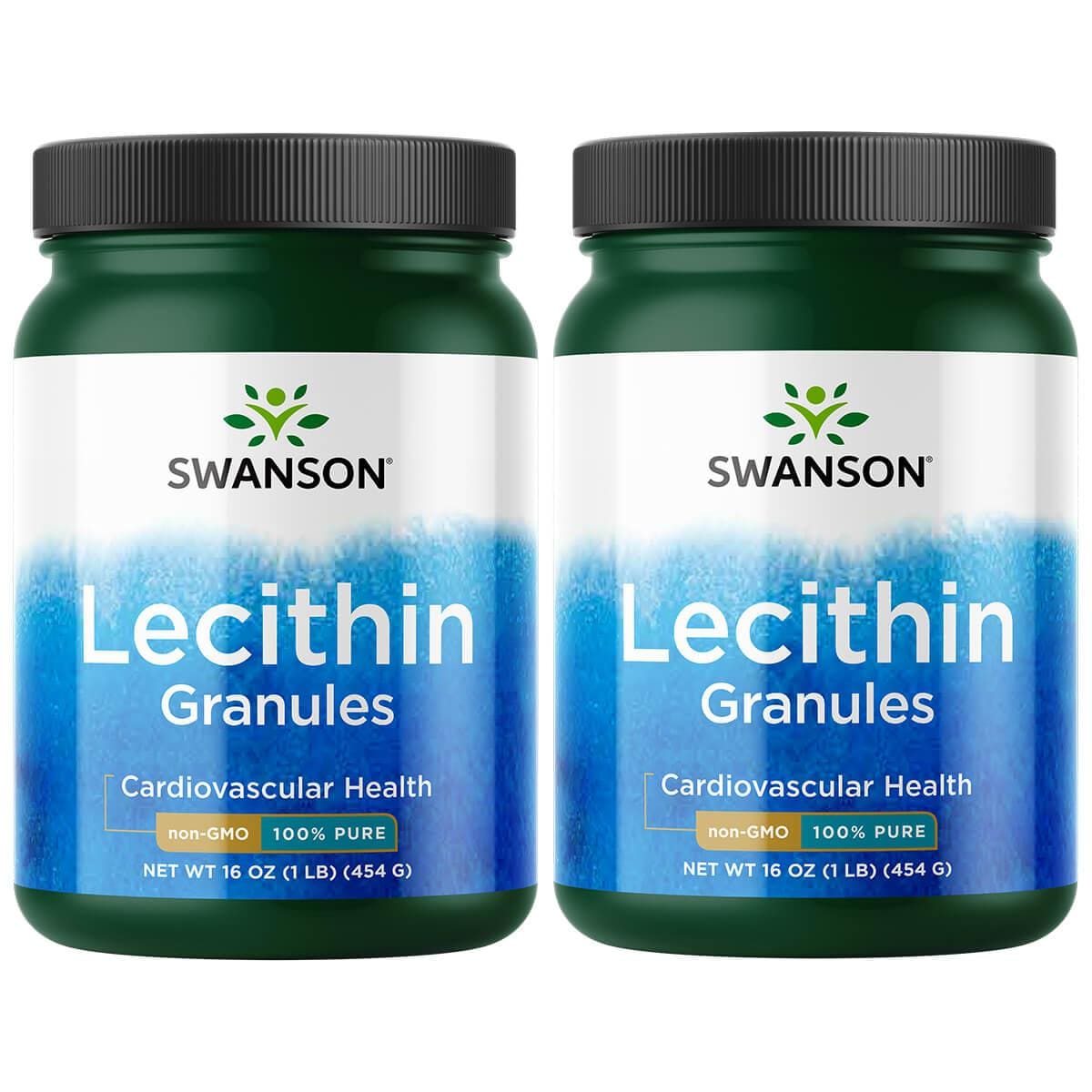 Swanson Premium Lecithin Granules - Non-Gmo 100% Pure 2 Pack Supplement Vitamin 16 oz Granules