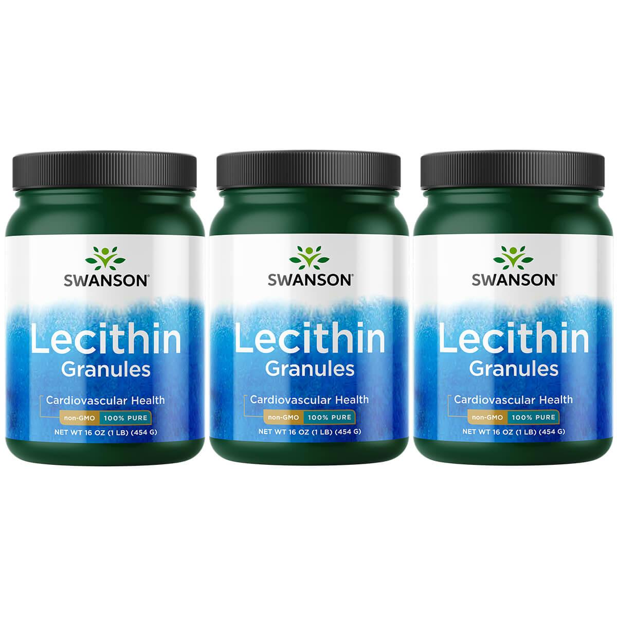 Swanson Premium Lecithin Granules - Non-Gmo 100% Pure 3 Pack Supplement Vitamin 16 oz Granules