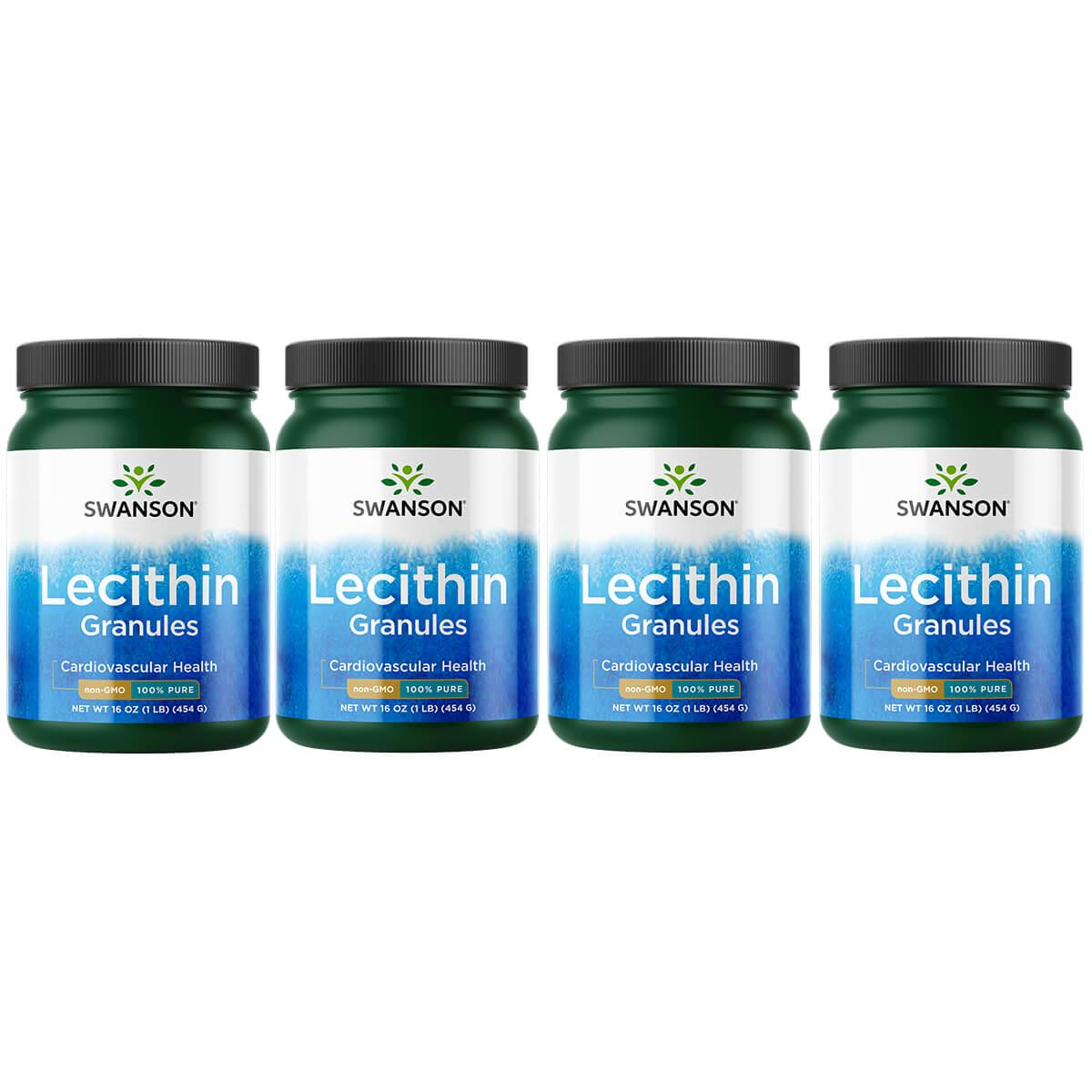 Swanson Premium Lecithin Granules - Non-Gmo 100% Pure 4 Pack Supplement Vitamin 16 oz Granules