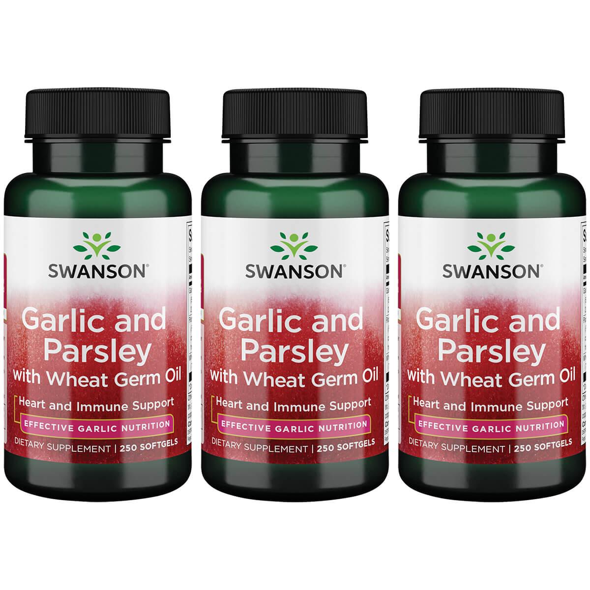 Swanson Premium Garlic and Parsley with Wheat Germ Oil 3 Pack Vitamin 250 Soft Gels
