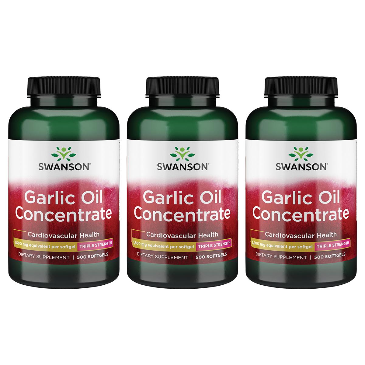 Swanson Premium Garlic Oil Concentrate - Triple Strength 3 Pack Vitamin 1500 mg 500 Soft Gels