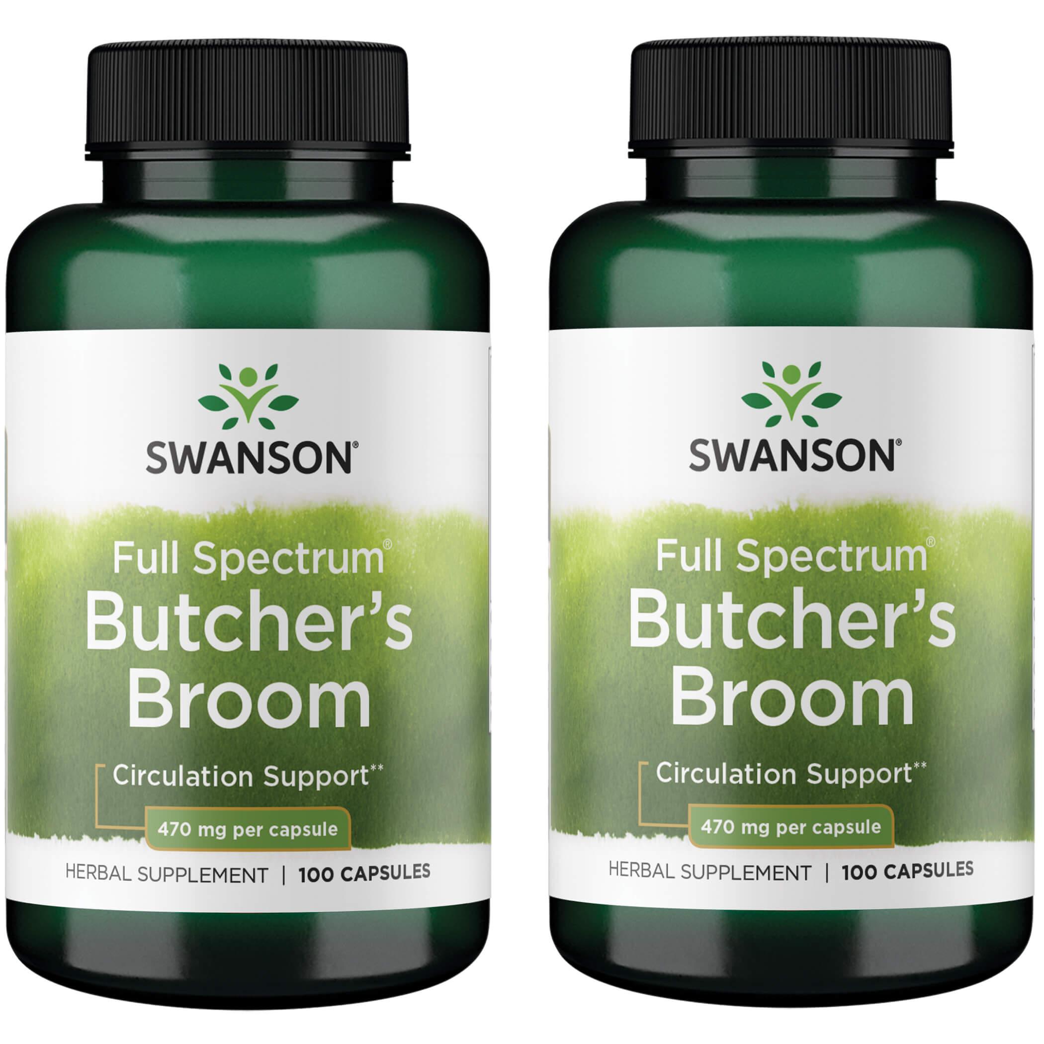 Swanson Premium Full Spectrum Butchers Broom 2 Pack Vitamin 470 mg 100 Caps