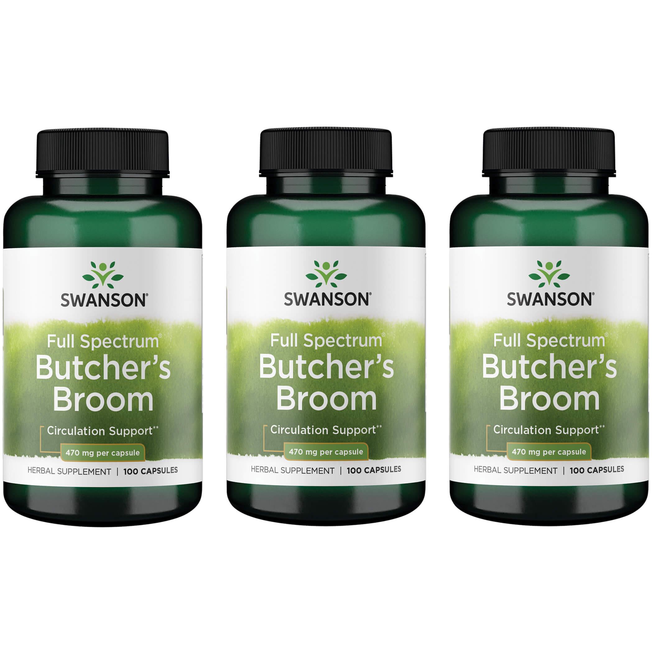 Swanson Premium Full Spectrum Butchers Broom 3 Pack Vitamin 470 mg 100 Caps