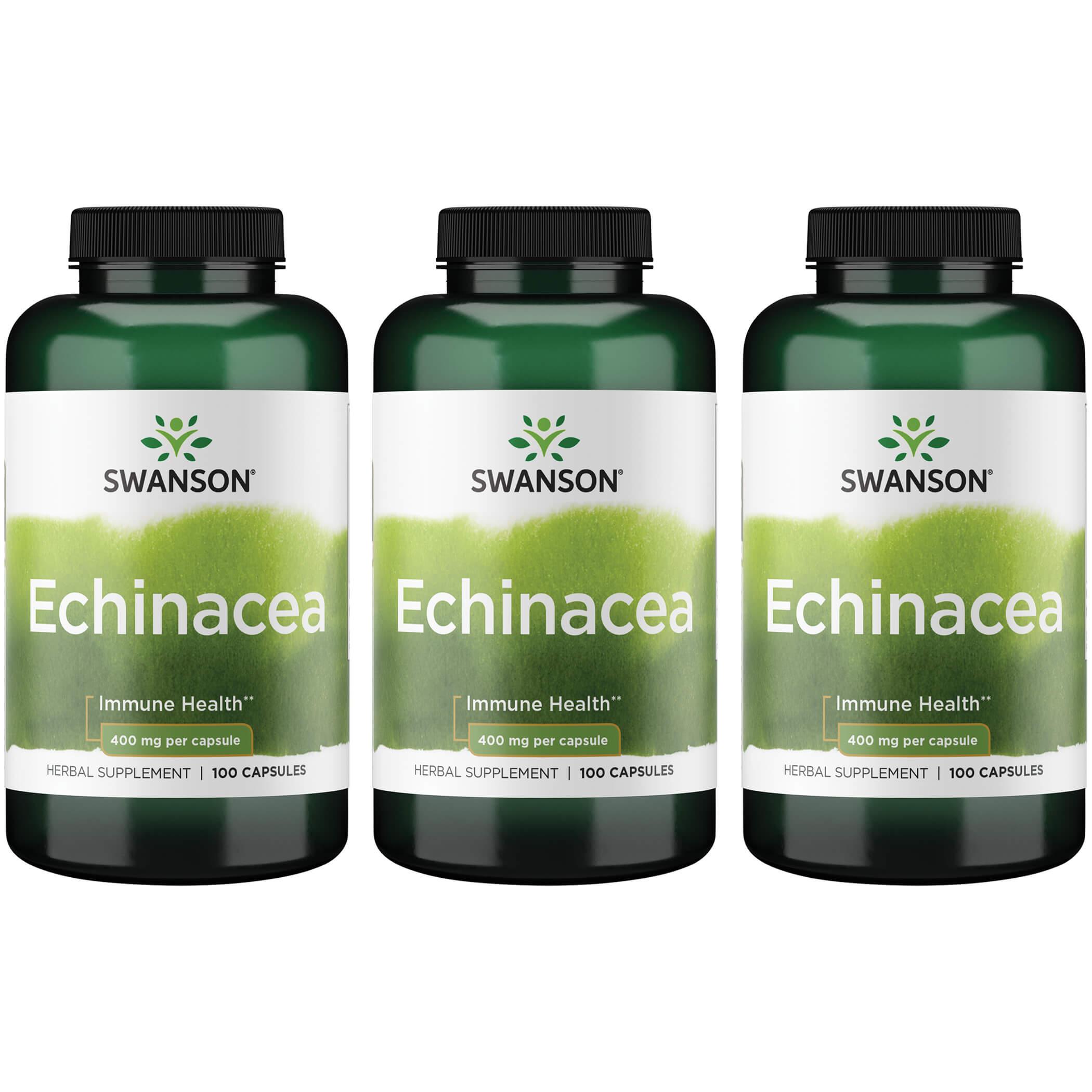 Swanson Premium Echinacea 3 Pack Vitamin 400 mg 100 Caps Herbs and Supplements