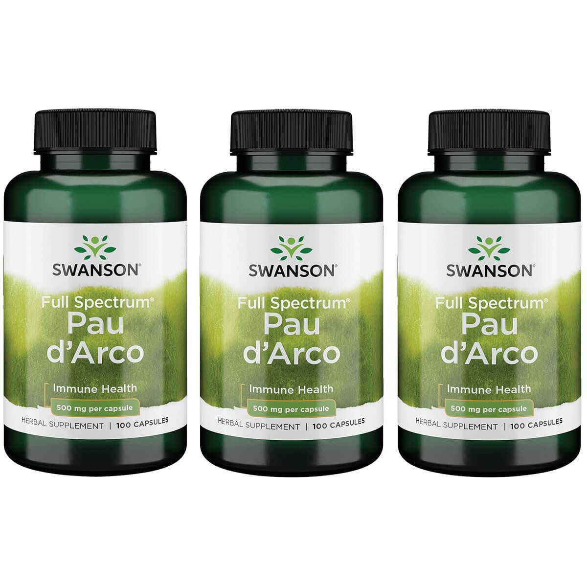Swanson Premium Full Spectrum Pau dArco 3 Pack Vitamin 500 mg 100 Caps