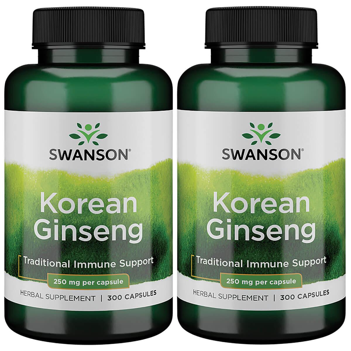 Swanson Premium Korean Ginseng 2 Pack Vitamin 250 mg 300 Caps