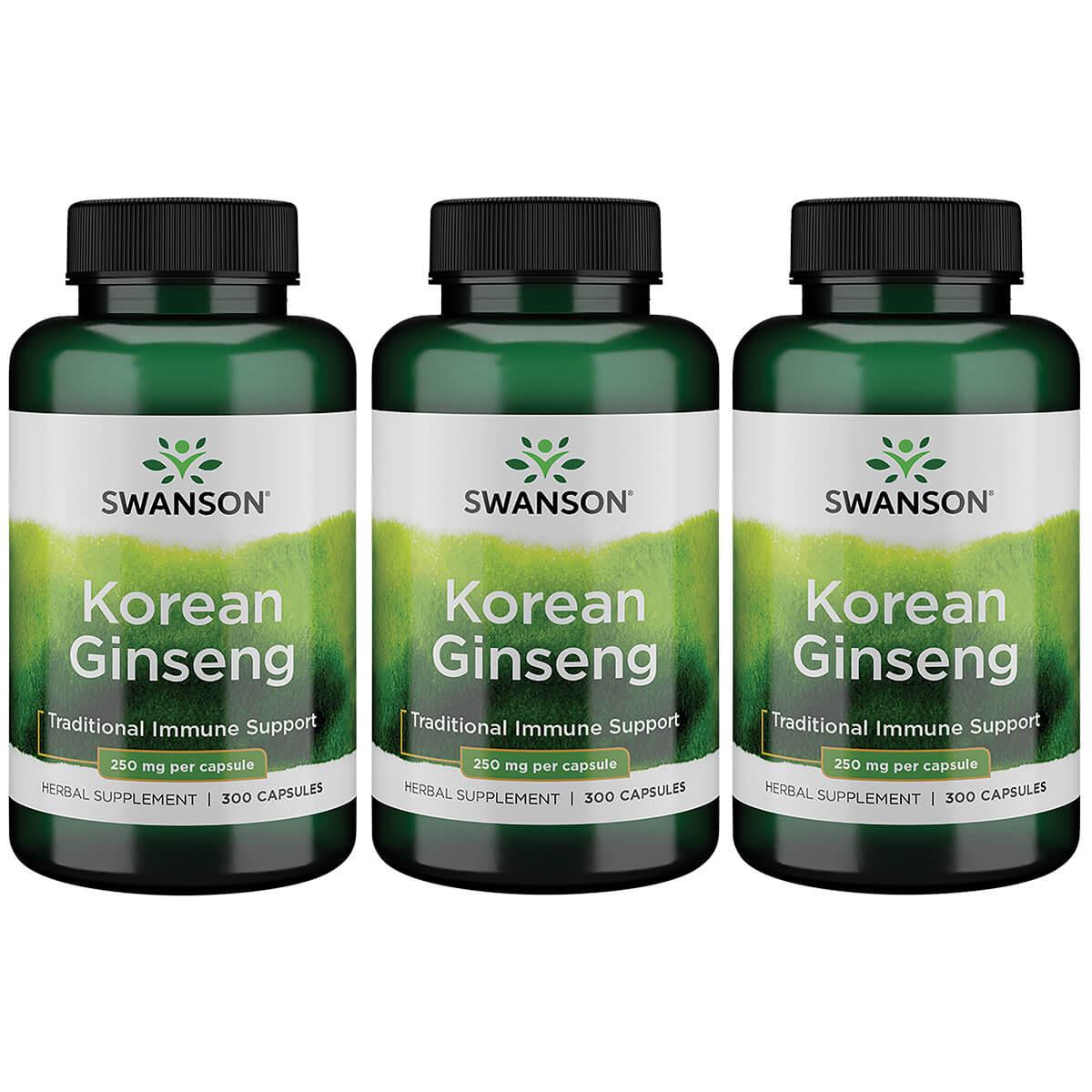 Swanson Premium Korean Ginseng 3 Pack Vitamin 250 mg 300 Caps