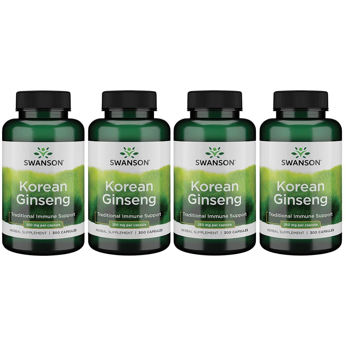Swanson Premium Korean Ginseng 4 Pack Vitamin 250 mg 300 Caps