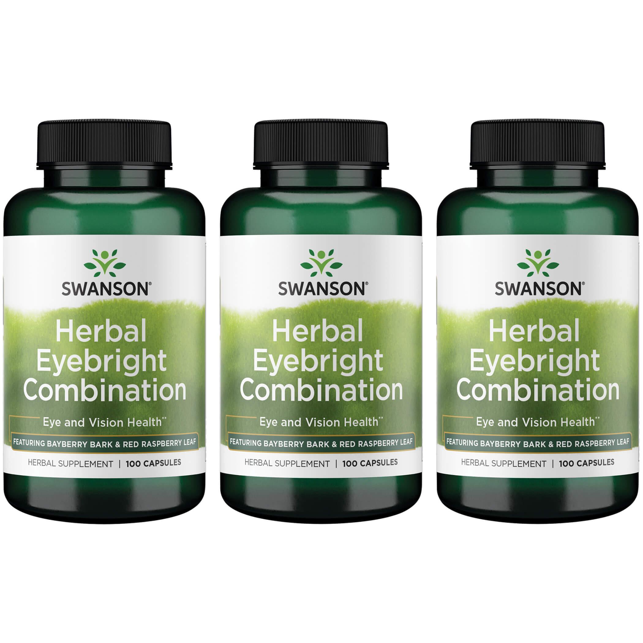 Swanson Premium Herbal Eyebright Combination 3 Pack Vitamin 100 Caps