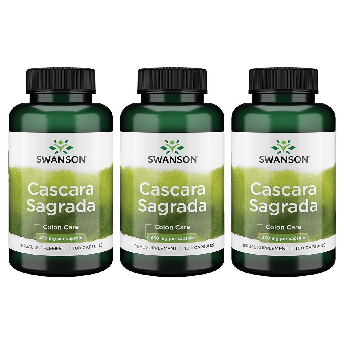 Swanson Premium Cascara Sagrada 3 Pack Vitamin 450 mg 100 Caps