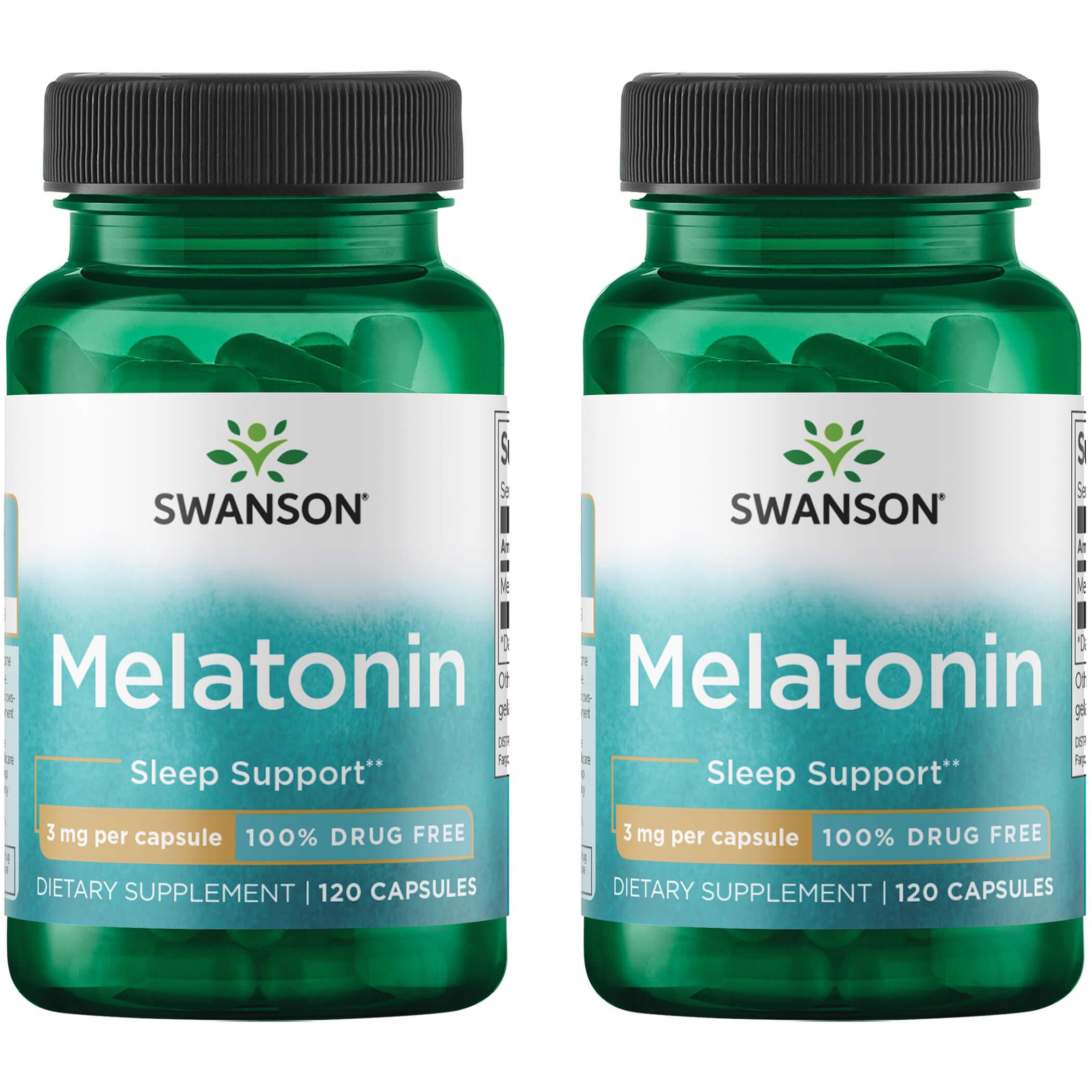 Swanson Premium Melatonin 2 Pack Supplement Vitamin 3 mg 120 Caps