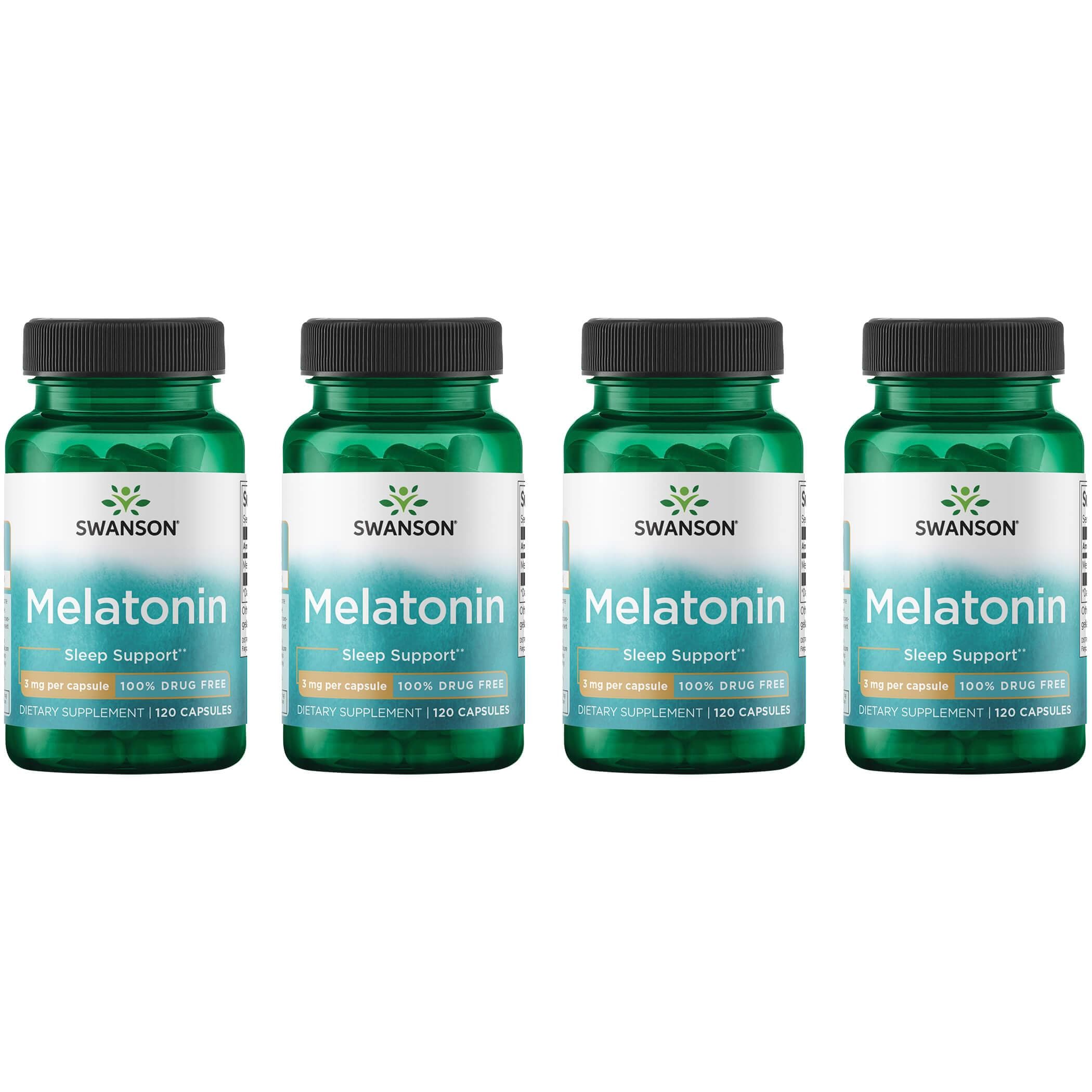Swanson Premium Melatonin 4 Pack Supplement Vitamin 3 mg 120 Caps