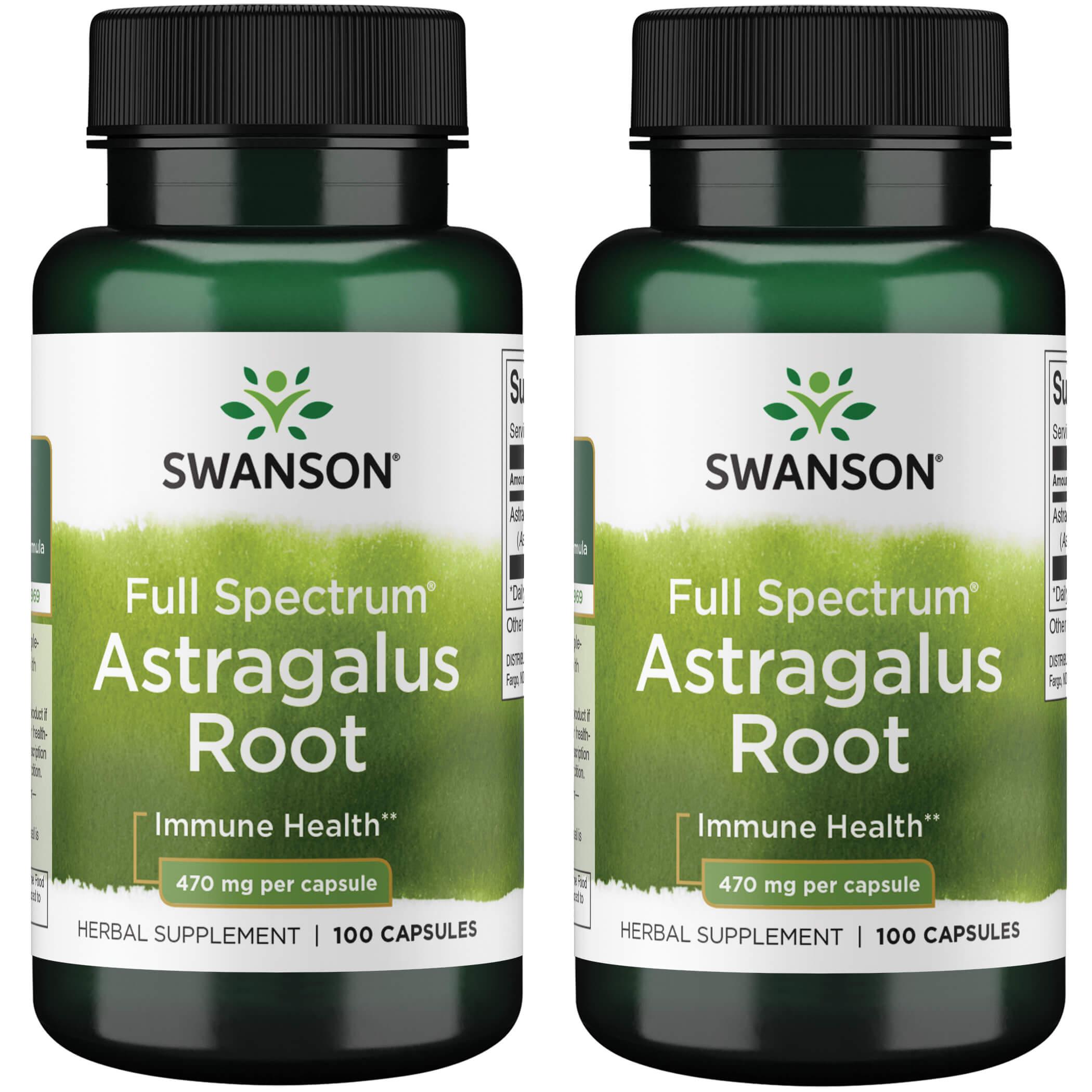 Swanson Premium Full Spectrum Astragalus Root 2 Pack Vitamin 470 mg 100 Caps