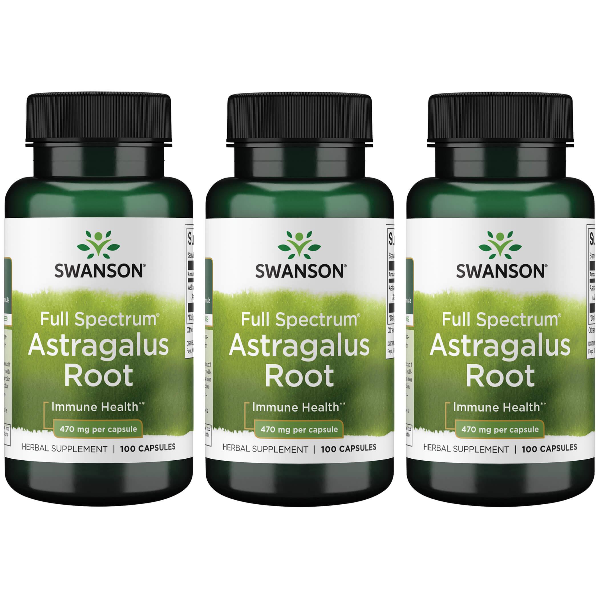 Swanson Premium Full Spectrum Astragalus Root 3 Pack Vitamin 470 mg 100 Caps