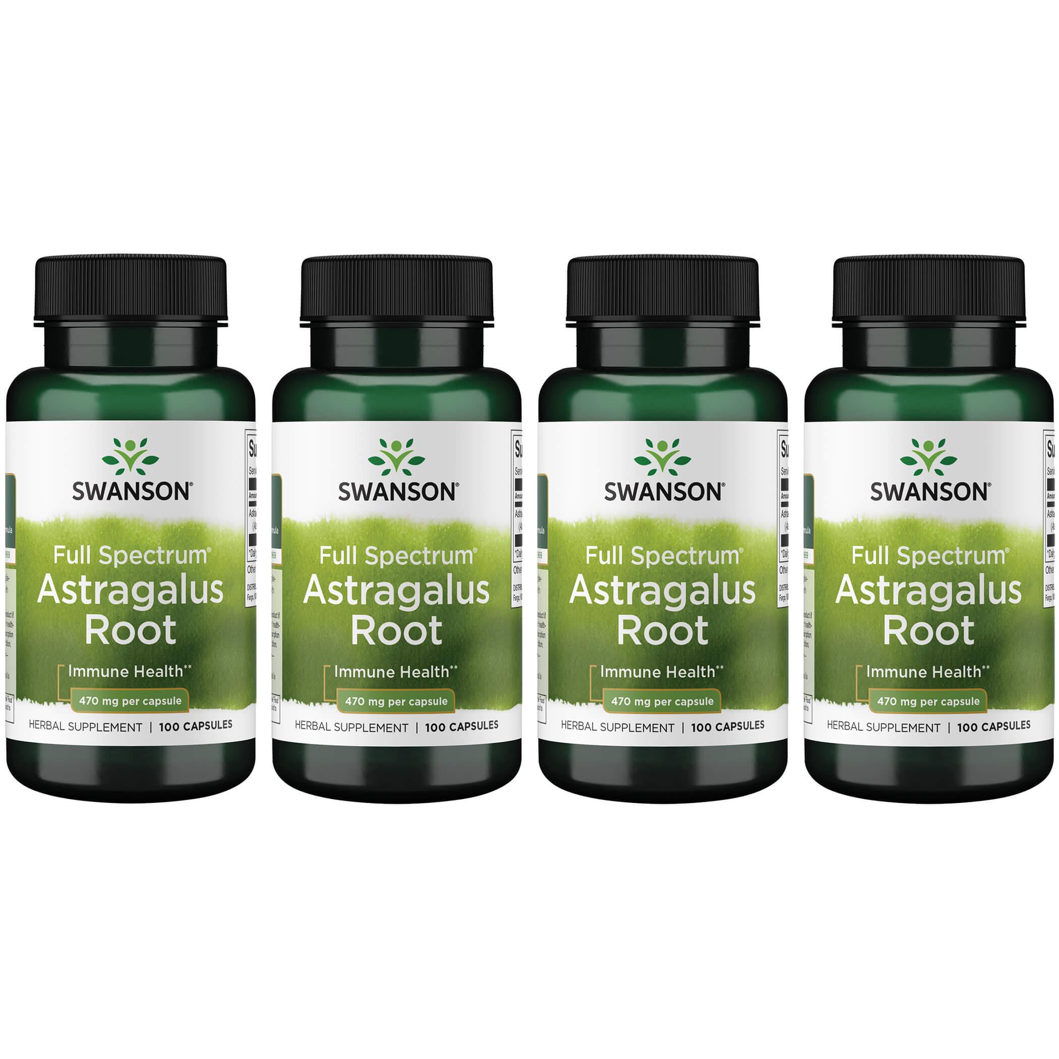 Swanson Premium Full Spectrum Astragalus Root 4 Pack Vitamin 470 mg 100 Caps