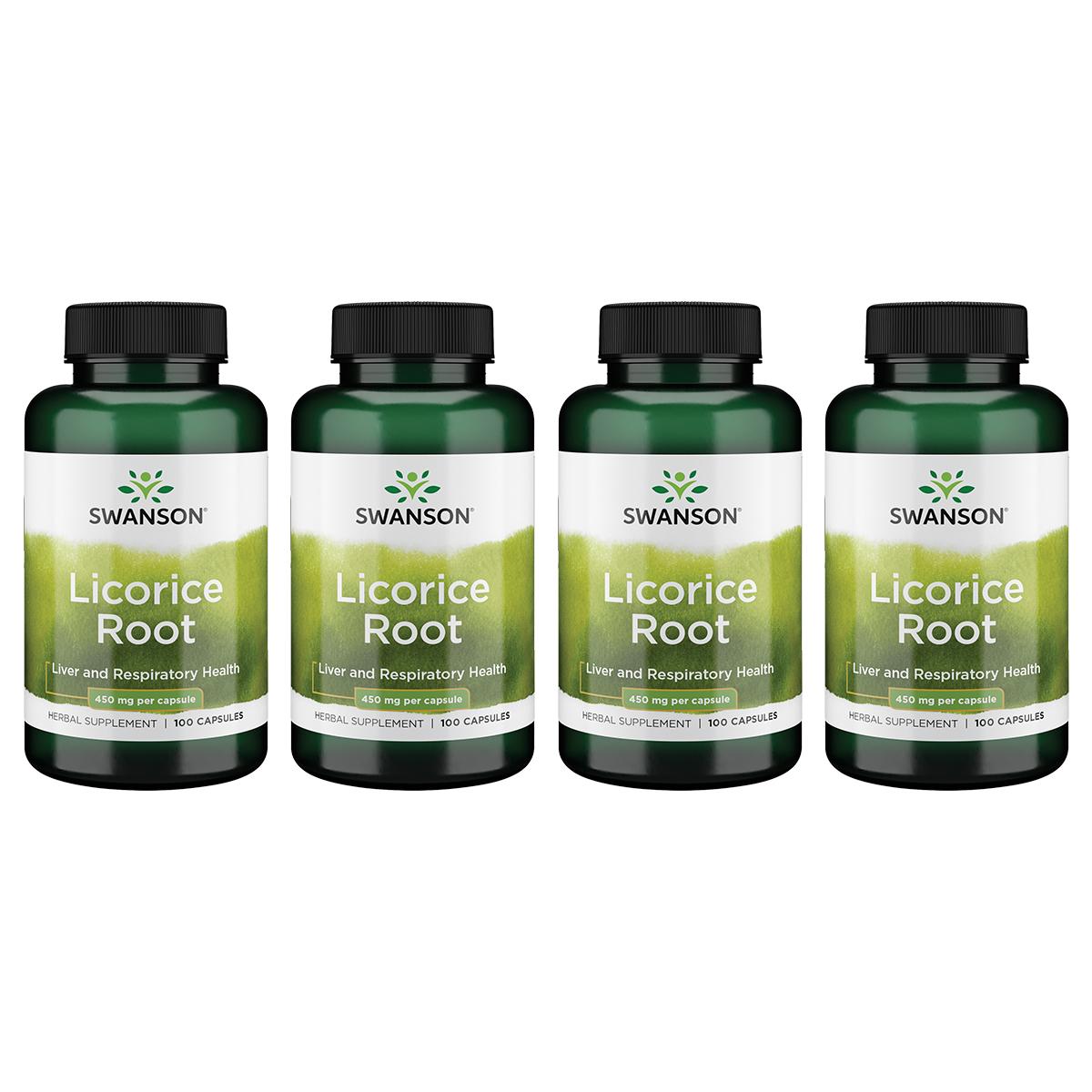 Swanson Premium Licorice Root 4 Pack Vitamin 450 mg 100 Caps