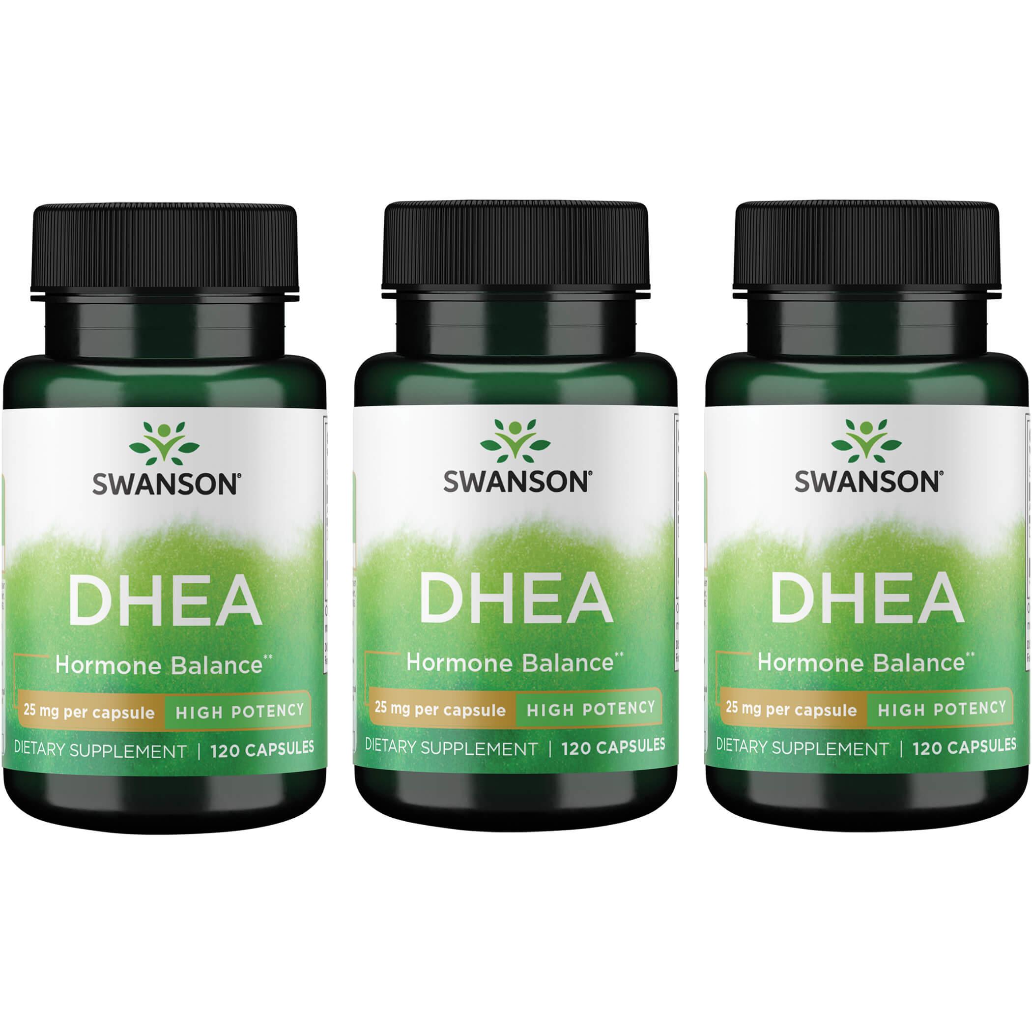 Swanson Premium Dhea - High Potency 3 Pack Supplement Vitamin 25 mg 120 Caps