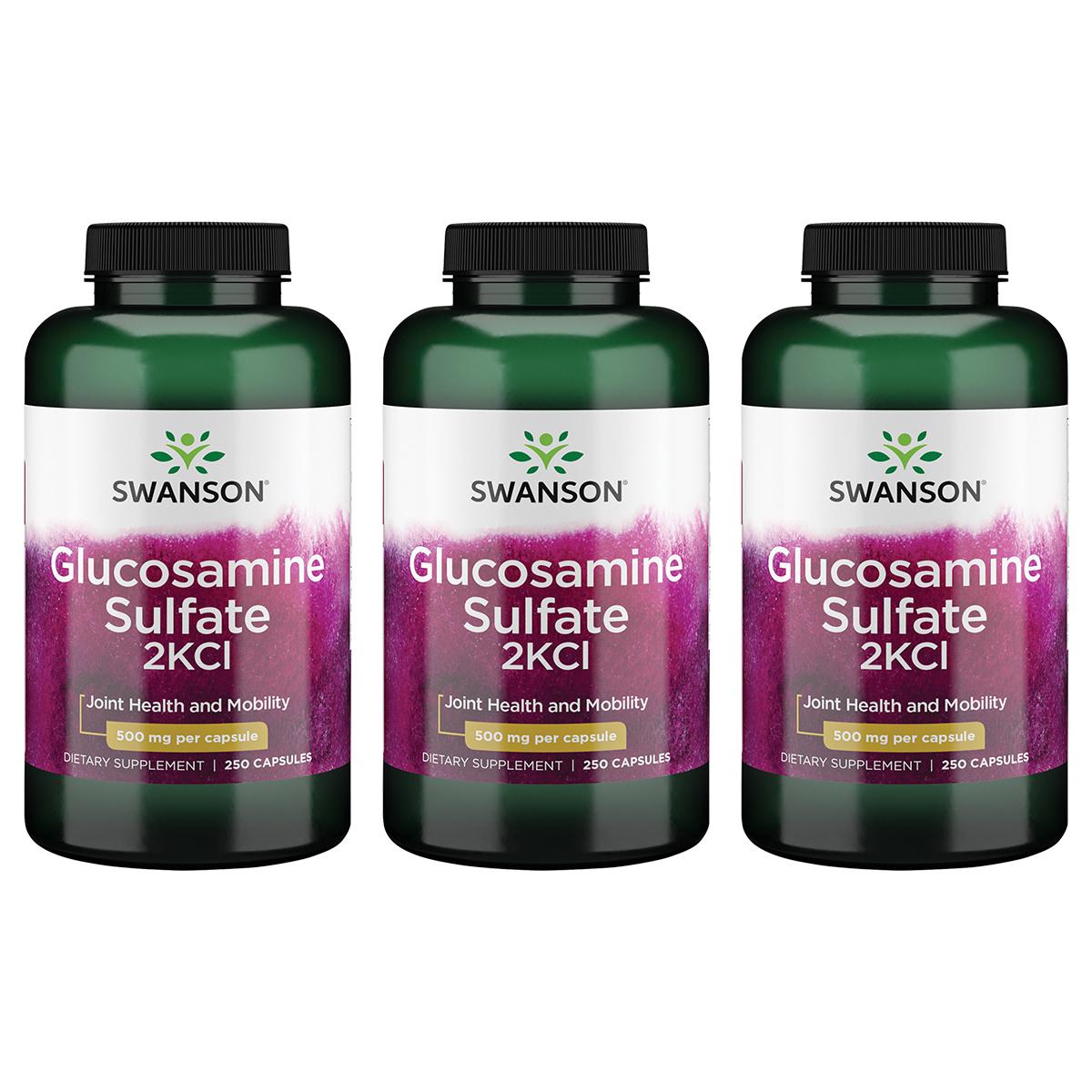 Swanson Premium Glucosamine Sulfate 2Kcl 3 Pack Supplement Vitamin 500 mg 250 Caps
