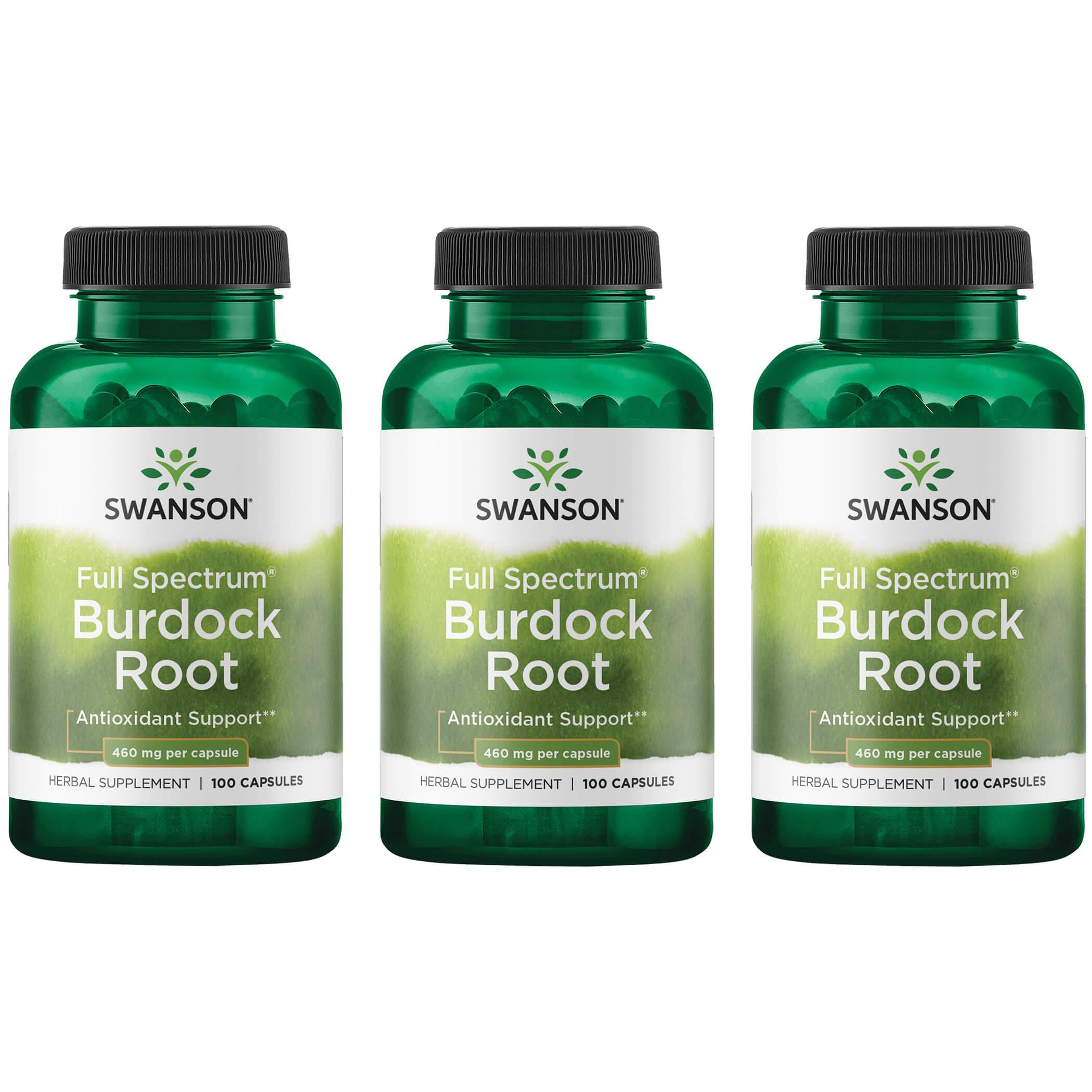 Swanson Premium Full Spectrum Burdock Root 3 Pack Vitamin 460 mg 100 Caps