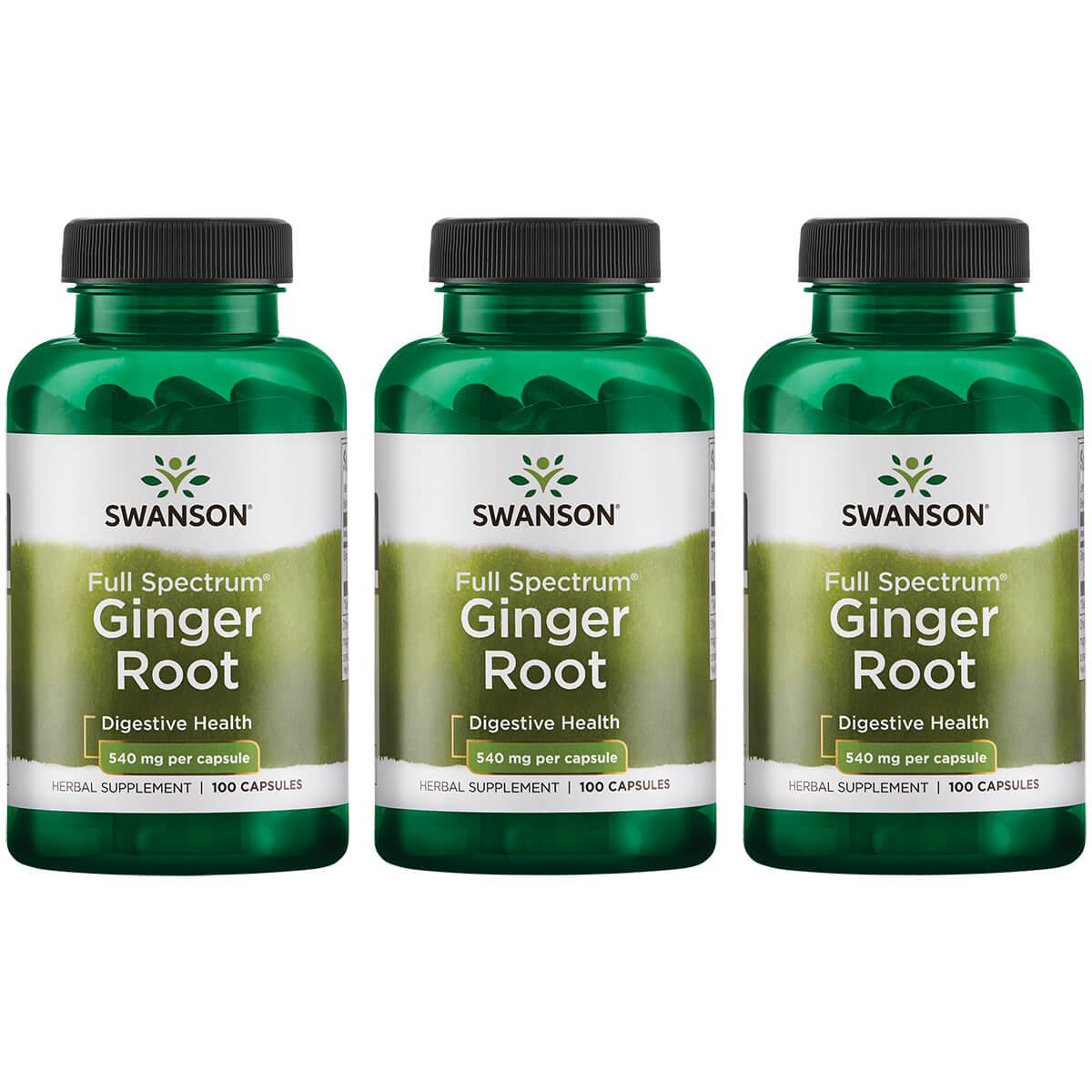 Swanson Premium Full Spectrum Ginger Root 3 Pack Vitamin 540 mg 100 Caps