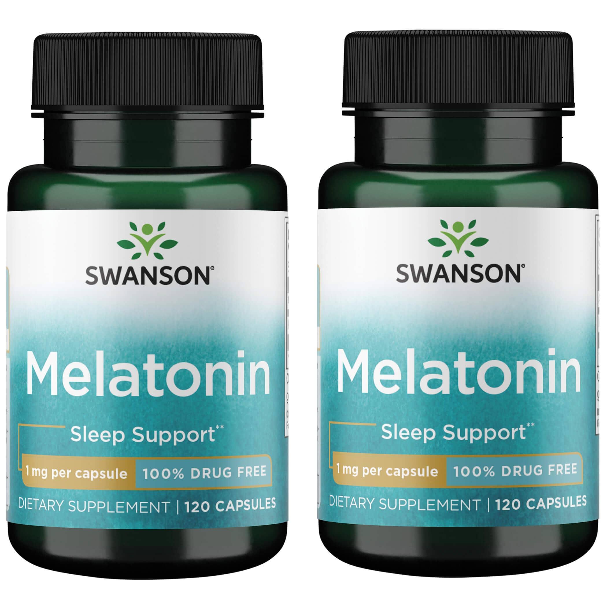 Swanson Premium Melatonin 2 Pack Supplement Vitamin 1 mg 120 Caps