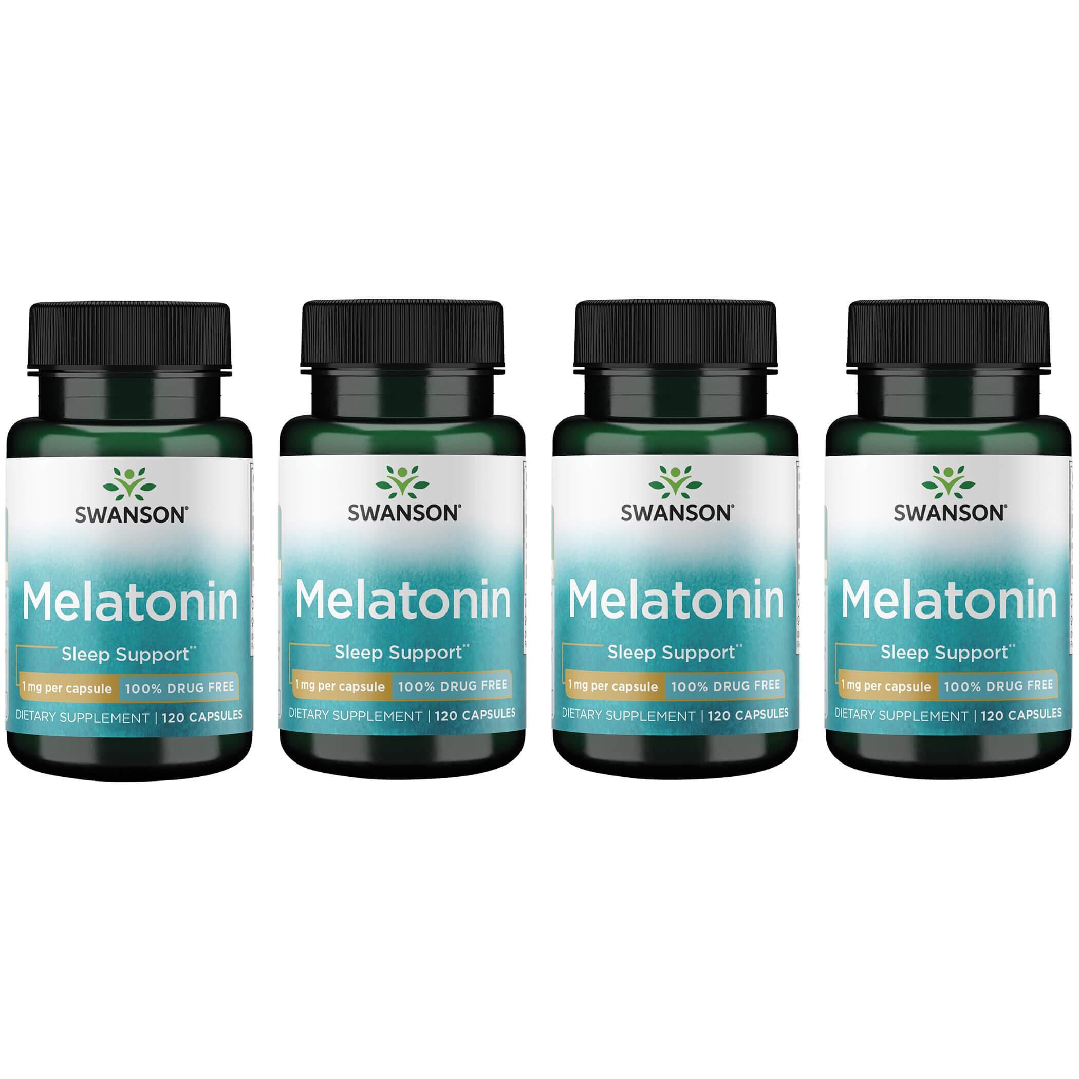 Swanson Premium Melatonin 4 Pack Supplement Vitamin 1 mg 120 Caps