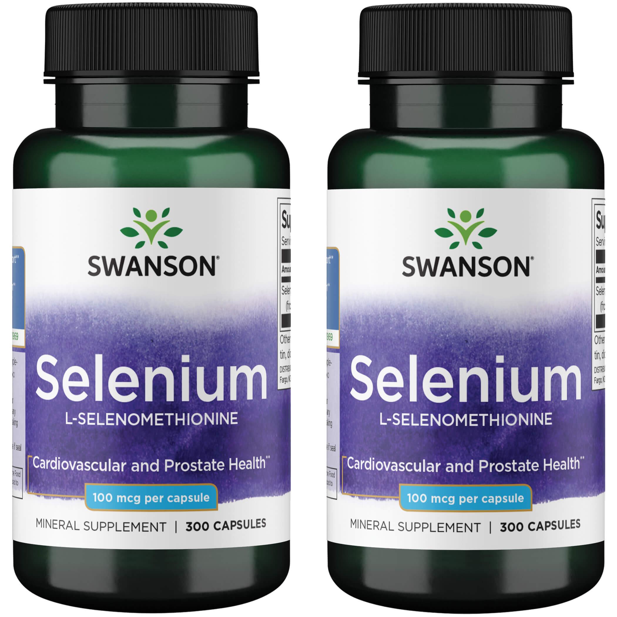Swanson Premium Selenium L-Selenomethionine 2 Pack Vitamin 100 mcg 300 Caps